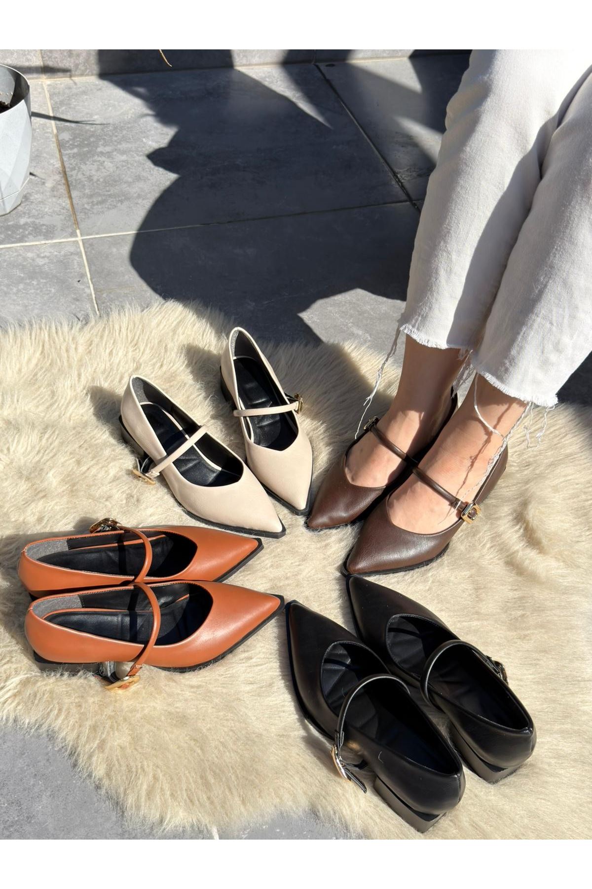 Galye Bej Cilt Topuklu Ayakkabı