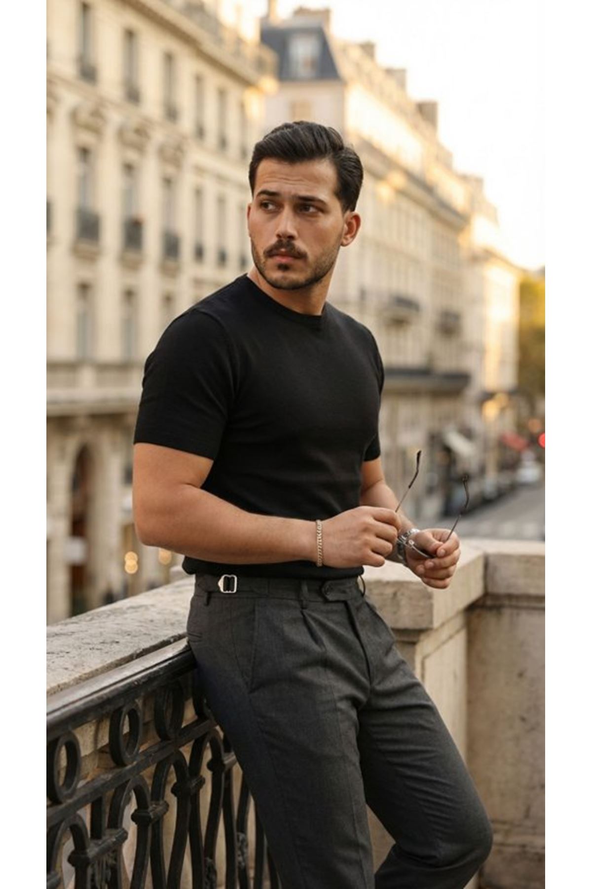 Erkek Basic Bisiklet Yaka Kısa Kollu Triko Tişört - %100 Pamuk Akrilik