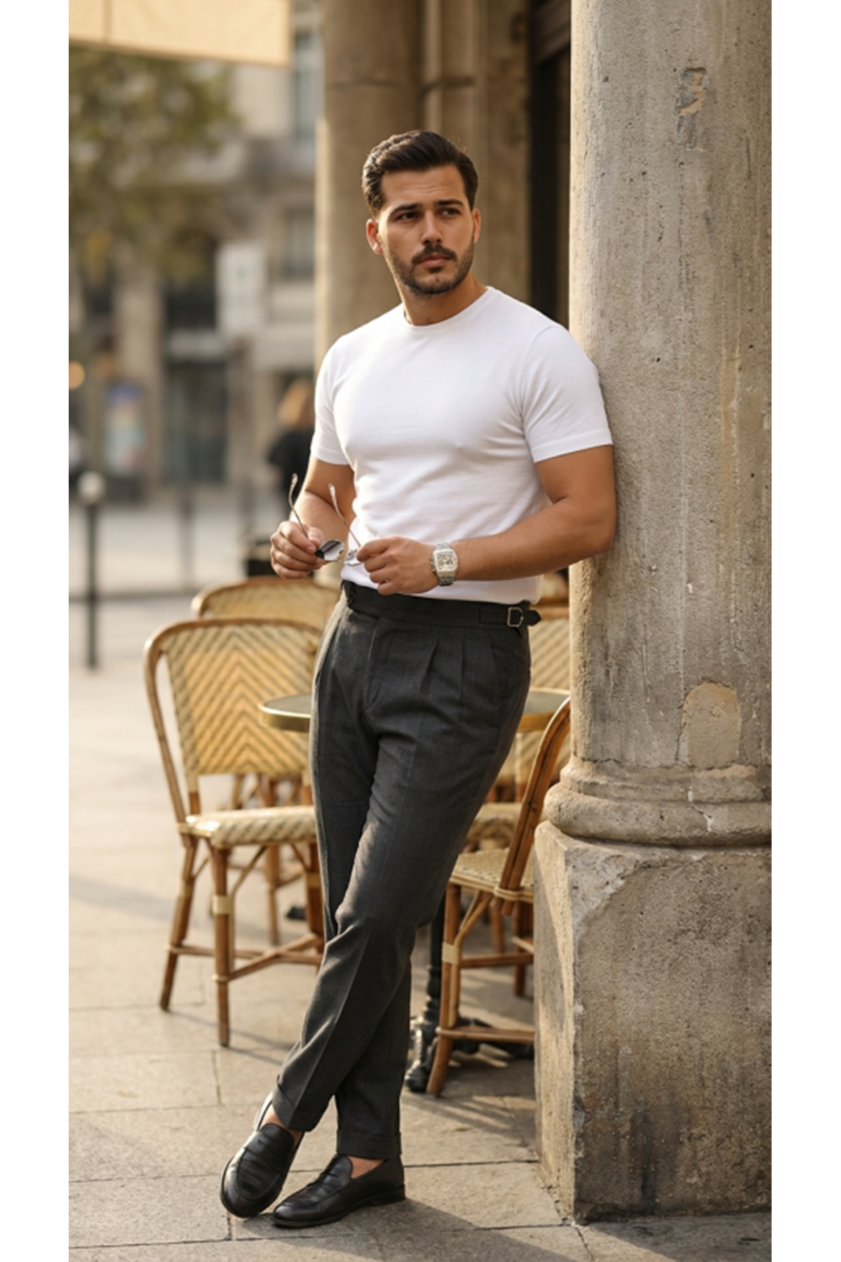 Erkek Basic Bisiklet Yaka Kısa Kollu Triko Tişört - %100 Pamuk Akrilik