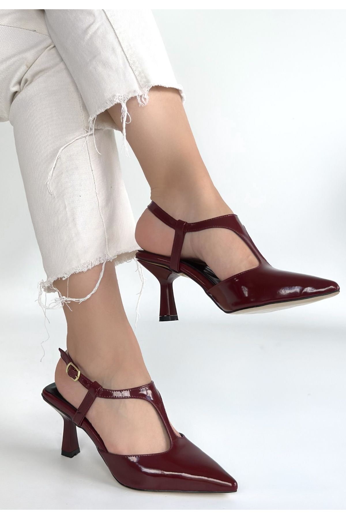 Tula Bordo Rugan Topuklu Ayakkabı