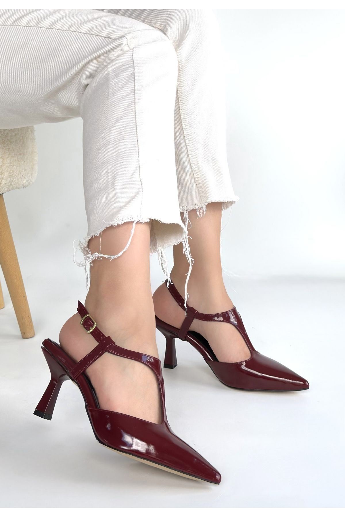 Tula Bordo Rugan Topuklu Ayakkabı