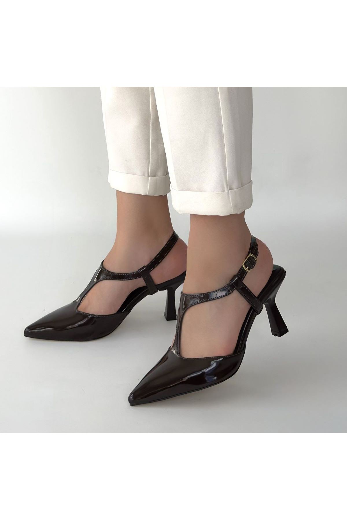 Tula Kahverengi Rugan Topuklu Ayakkabı