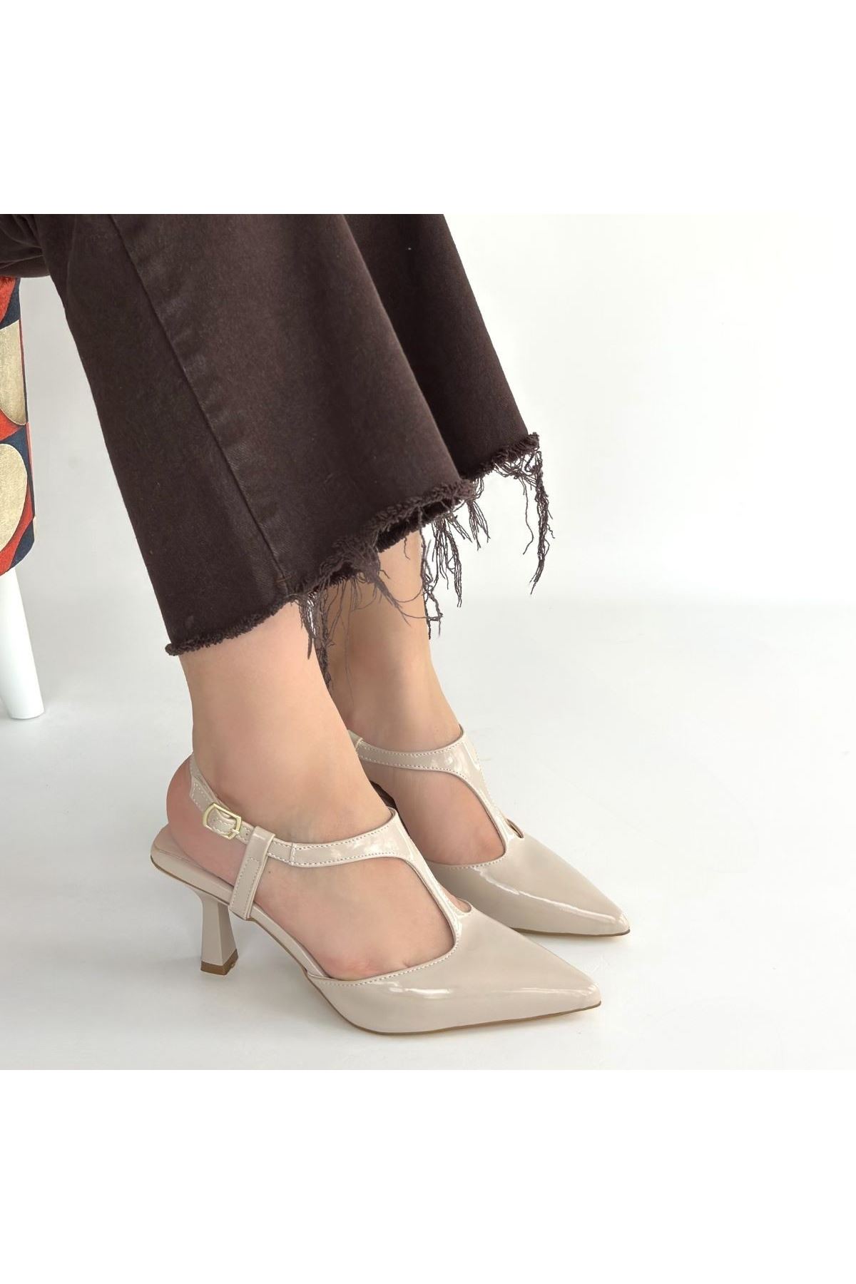 Tula Bej Rugan Topuklu Ayakkabı