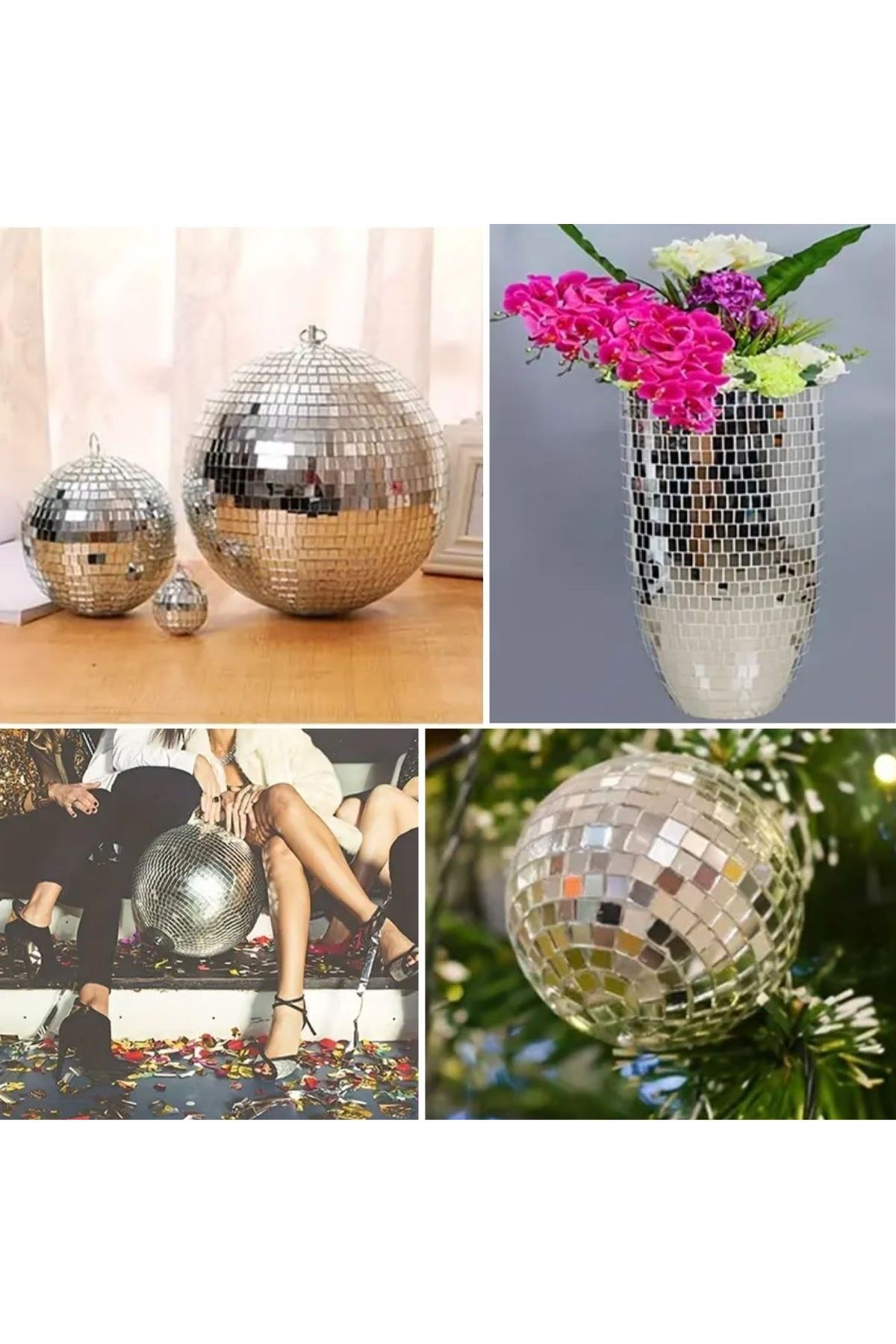 TBL Dekor®1 Metre Uzunluğunda Gümüş Renk Aynalı Mozaik Taşlı Dekor Bandı 4 cm x 1 mt