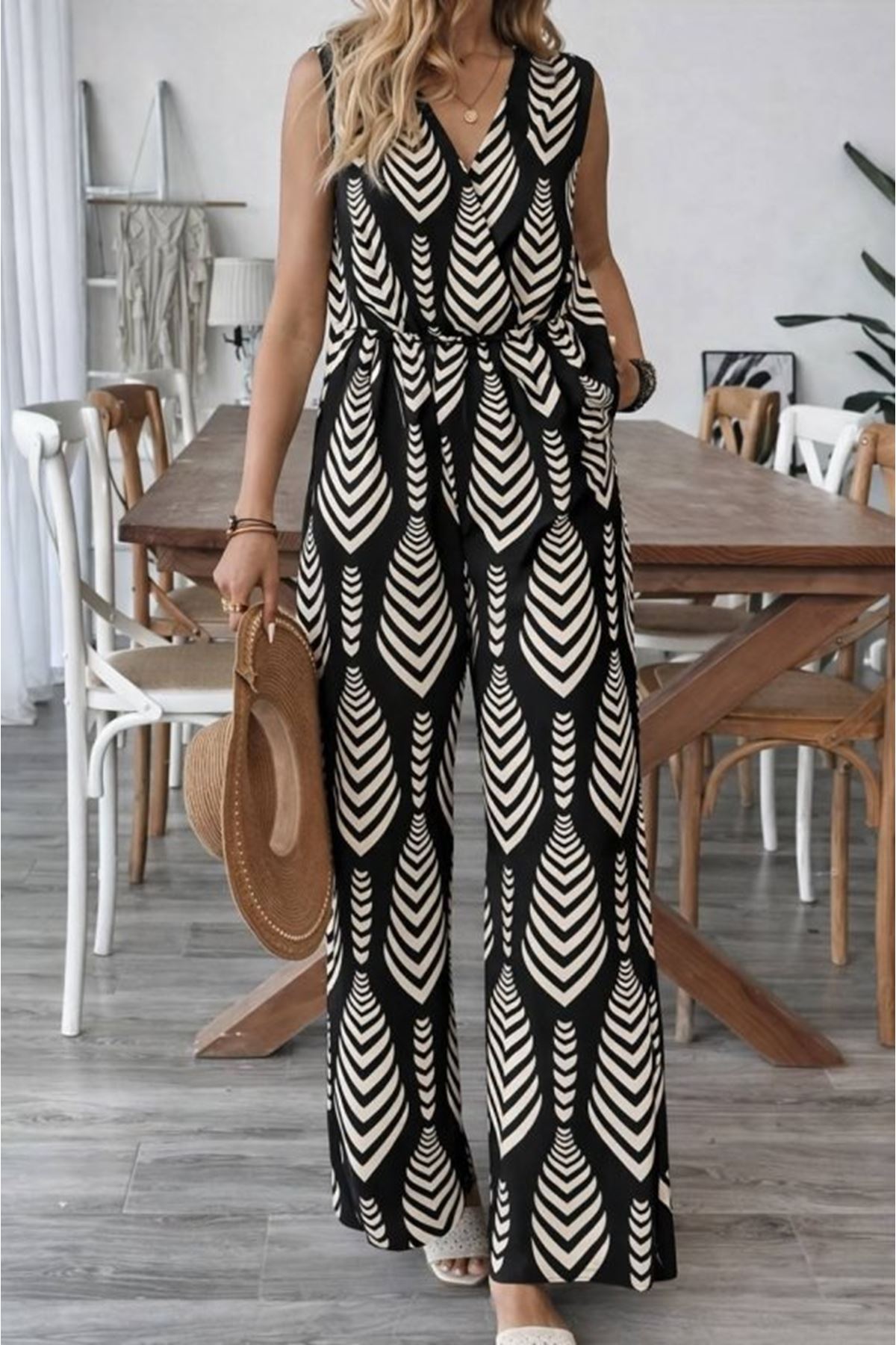 Kadın Desenli Dokuma Viskon Takım