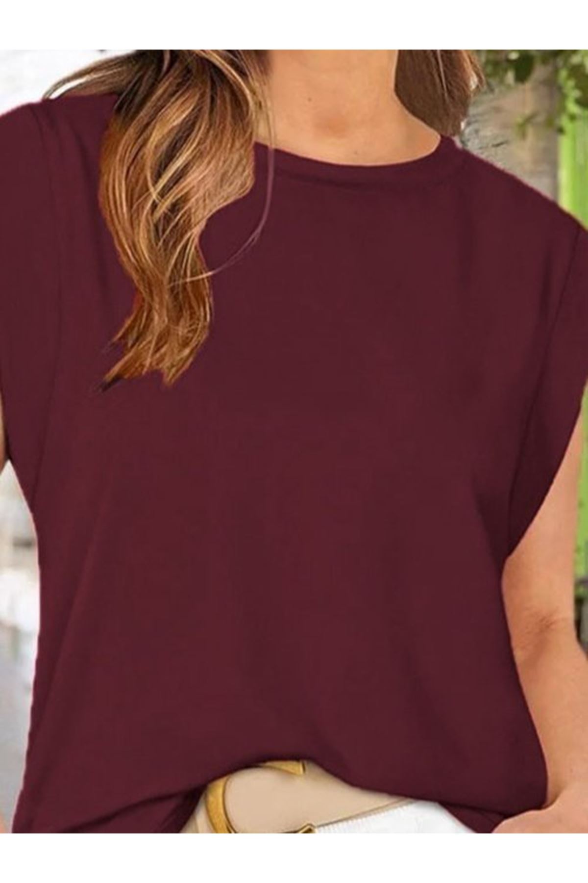 Kadın Kısa Kollu Bisiklet Yaka Viskon Bluz