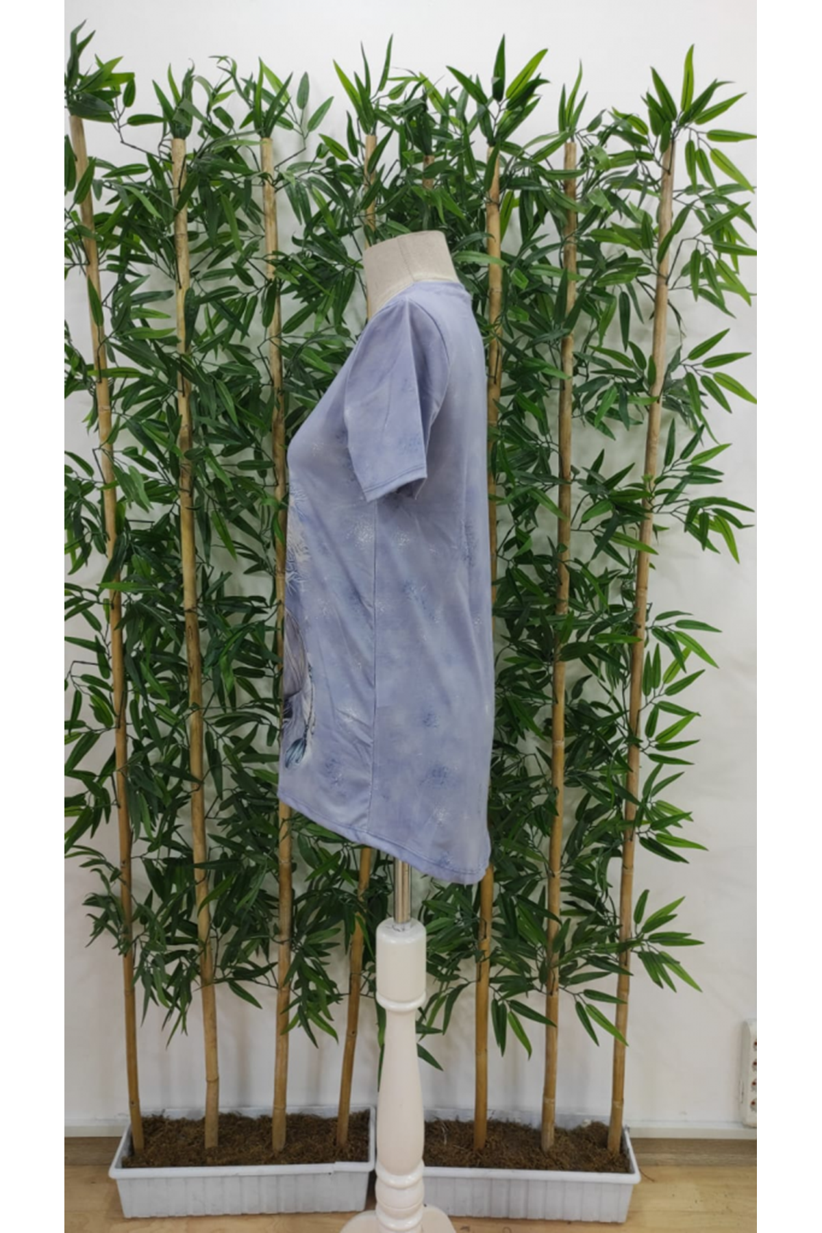 Kadın Kısa Kollu Bisiklet Yaka Mitolojik At Figür Baskılı Salaş Süprem Bluz