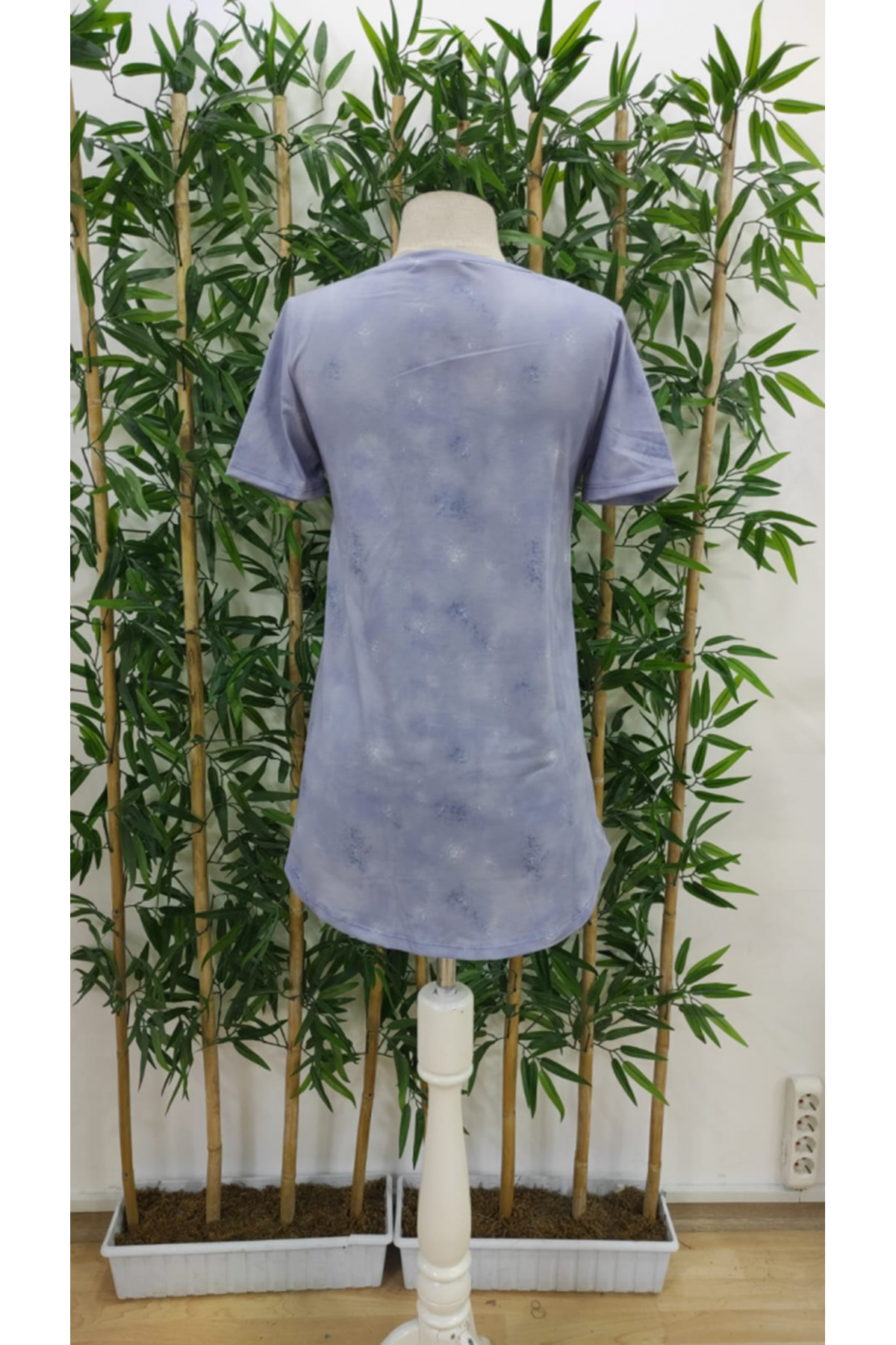 Kadın Kısa Kollu Bisiklet Yaka Mitolojik At Figür Baskılı Salaş Süprem Bluz