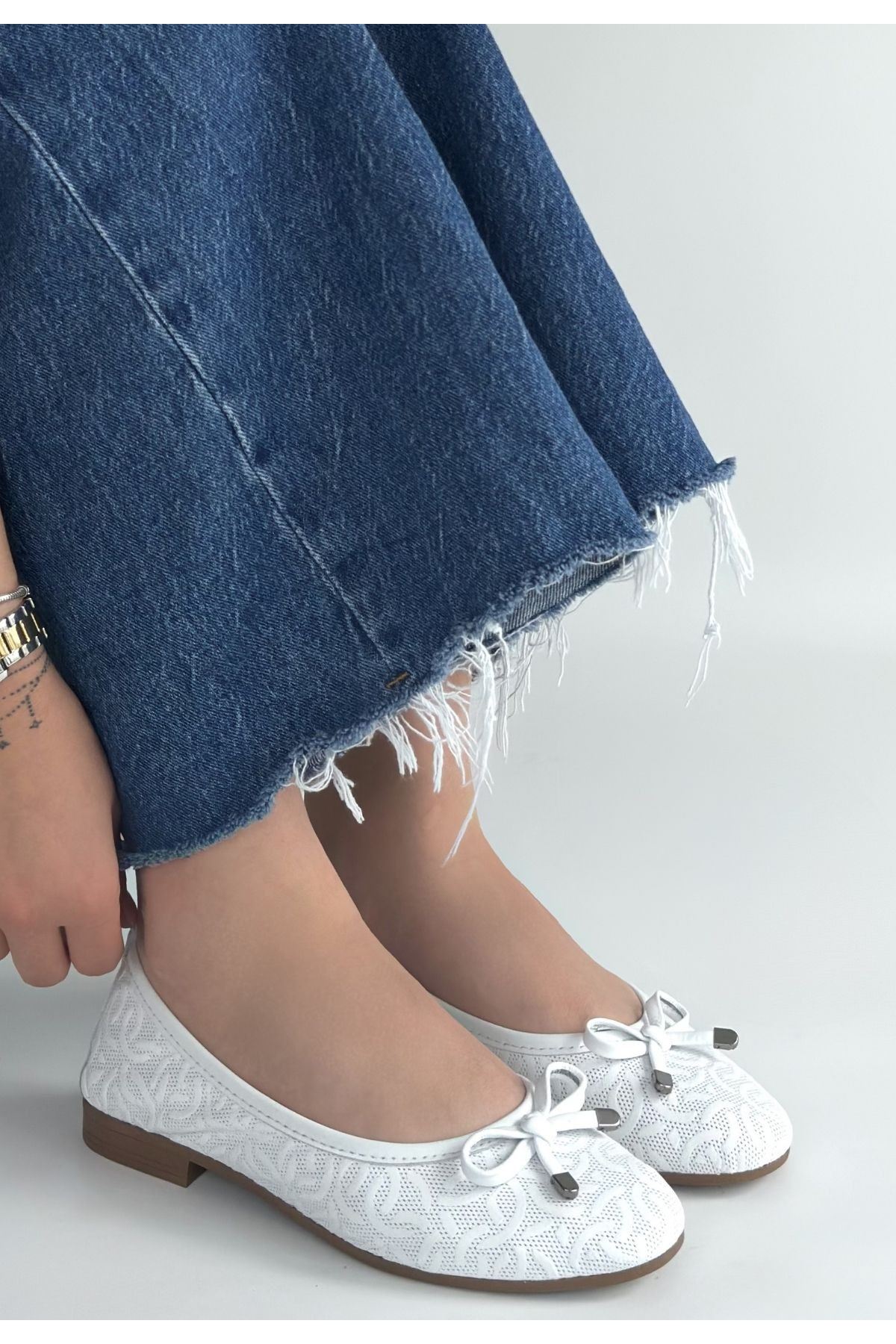 Jnues Beyaz Deri Babet Ayakkabı