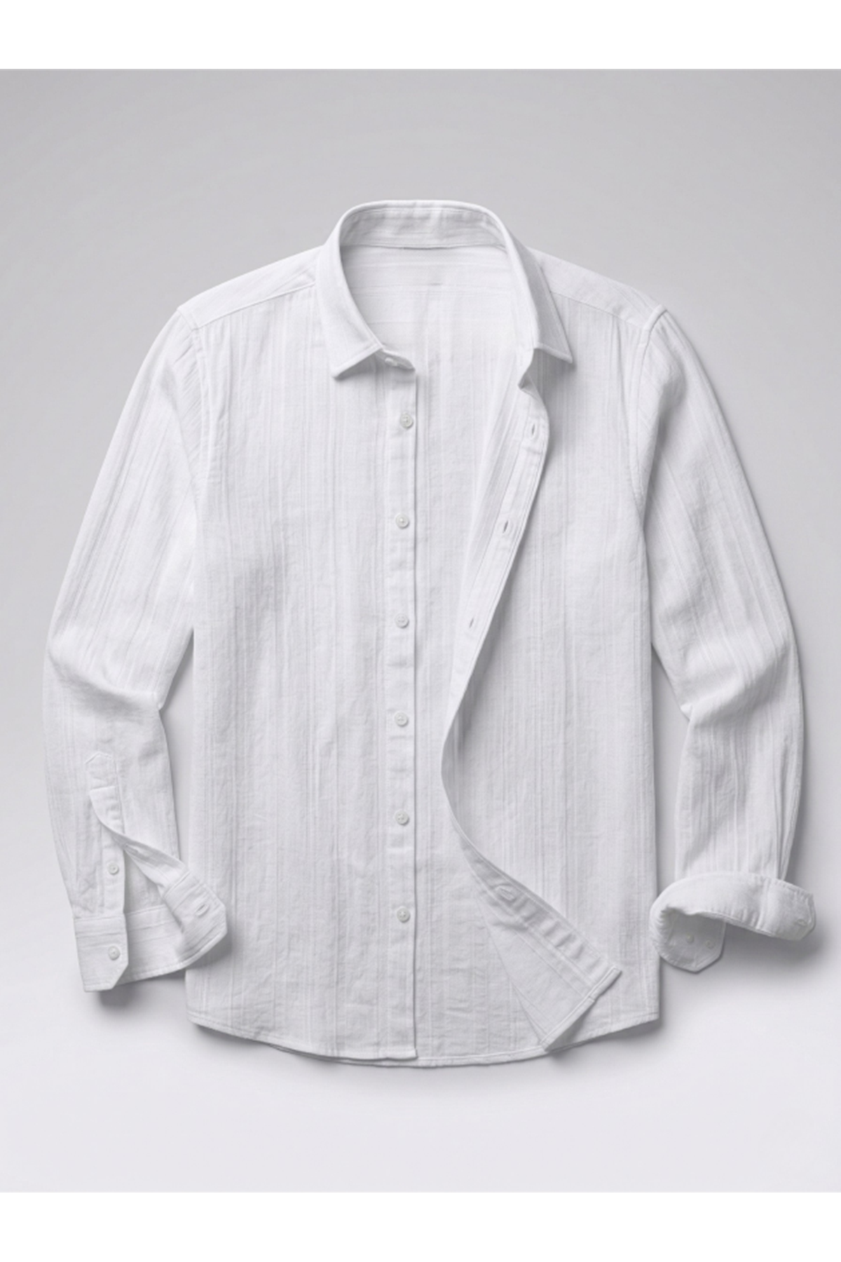 Erkek Armürlü Yarım Oversize Keten Gömlek
