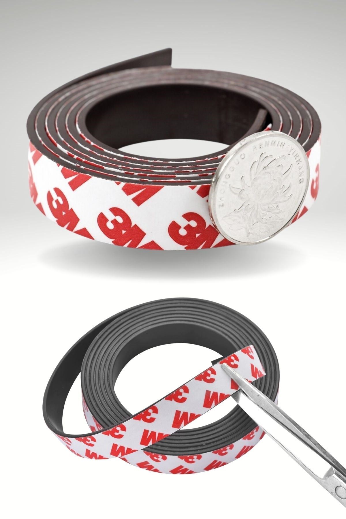 Yapışkanlı Şerit Mıknatıs Magnet Kes Kullan Güçlü Sağlam Rulo Çıkarılması Kolay Siyah 2cm x 1 mt