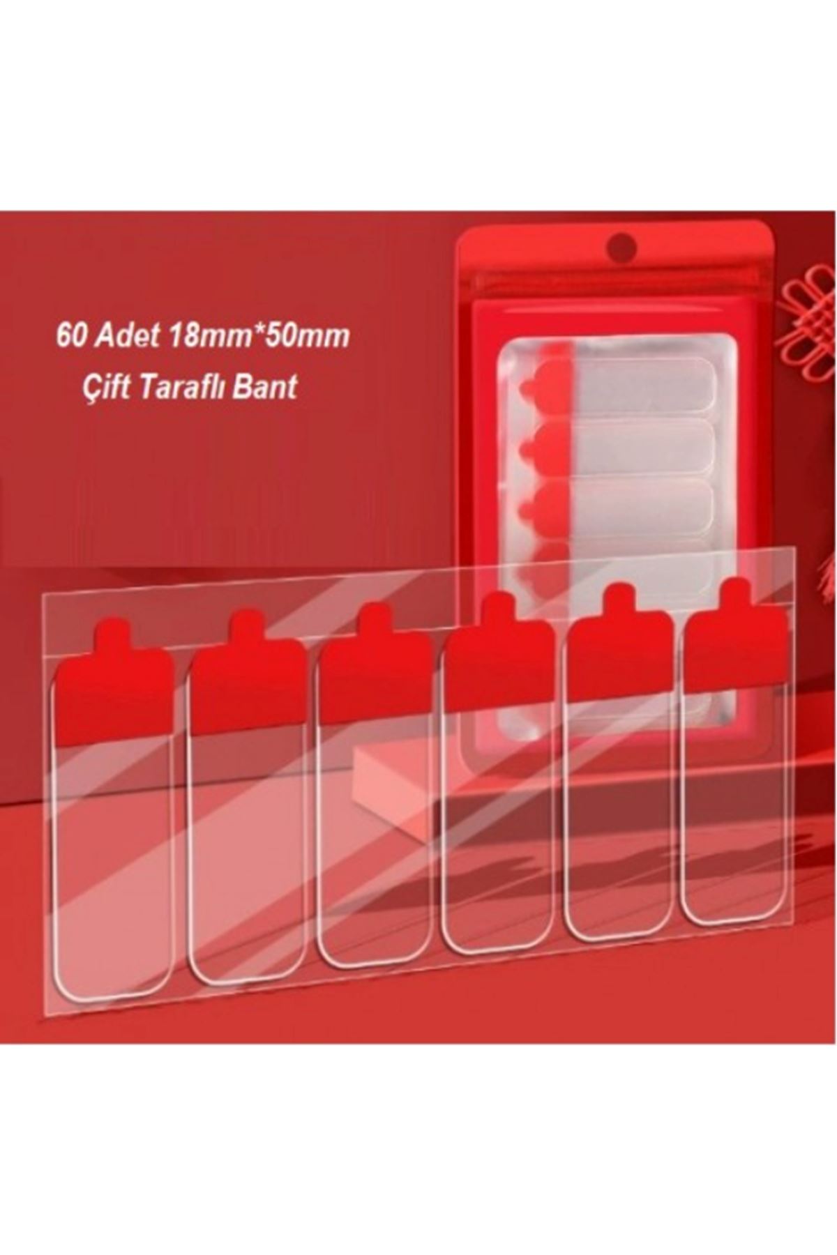 60 Parça Kolay Açılır Güçlü Çift Taraflı Bant 18mmx50mm
