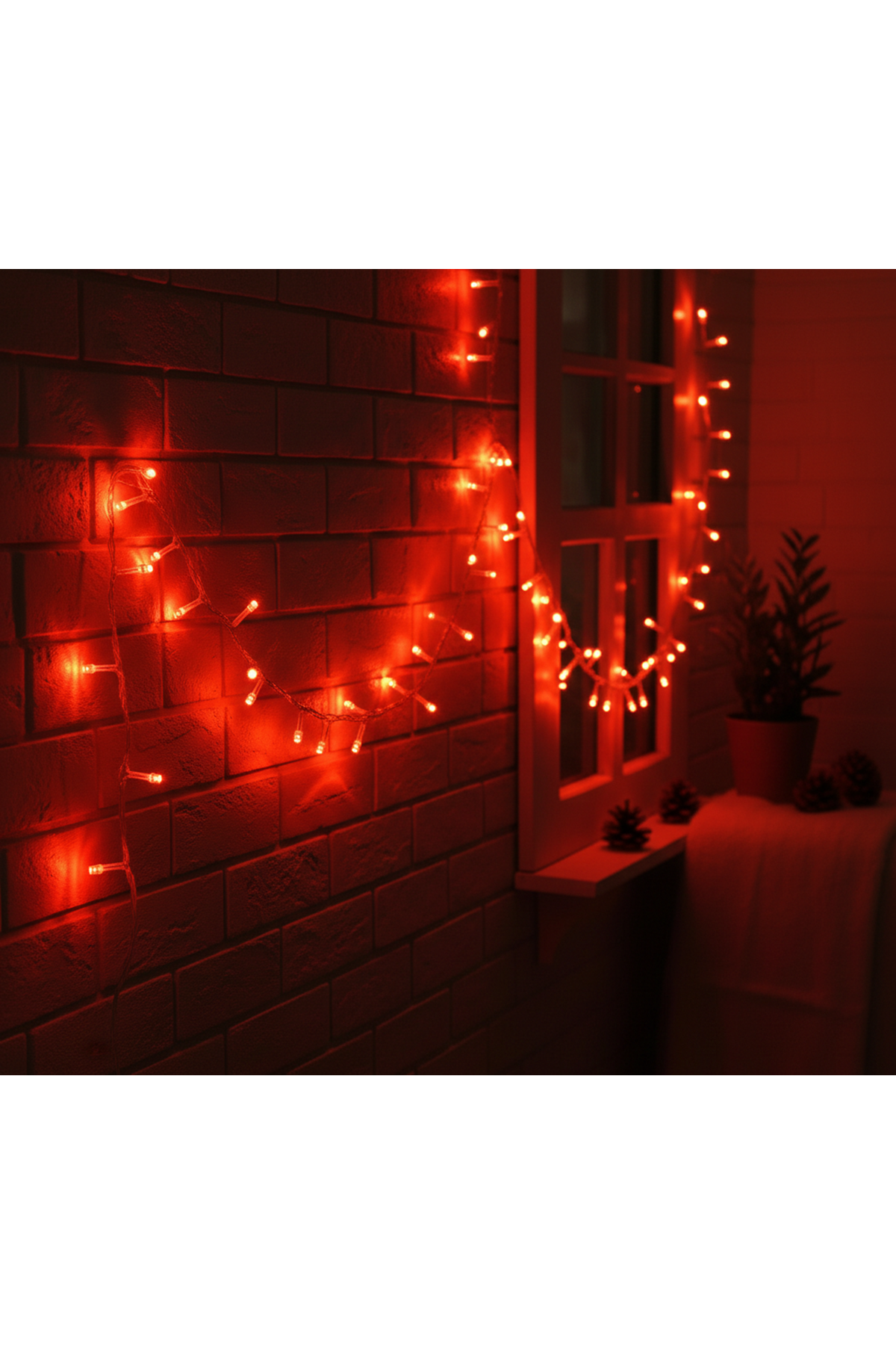 Damla Uçlu Kırmızı Dekoratif Işık 10 Metre 100 LED