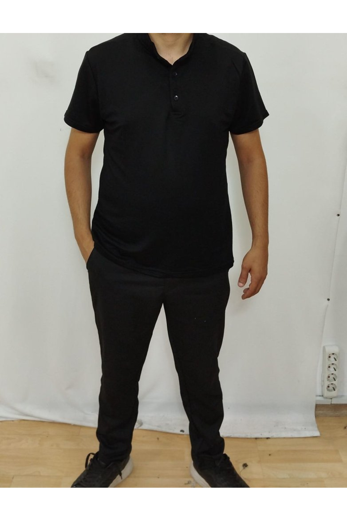 Erkek Kısa Kollu Hakim Yaka önü Düğmeli Viskon Bluz