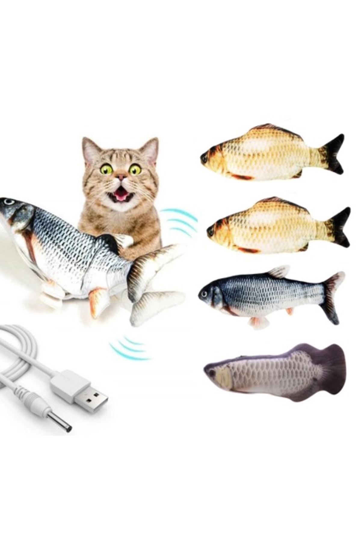 Hareketli Balık Kedi Oyuncağı Şarjlı