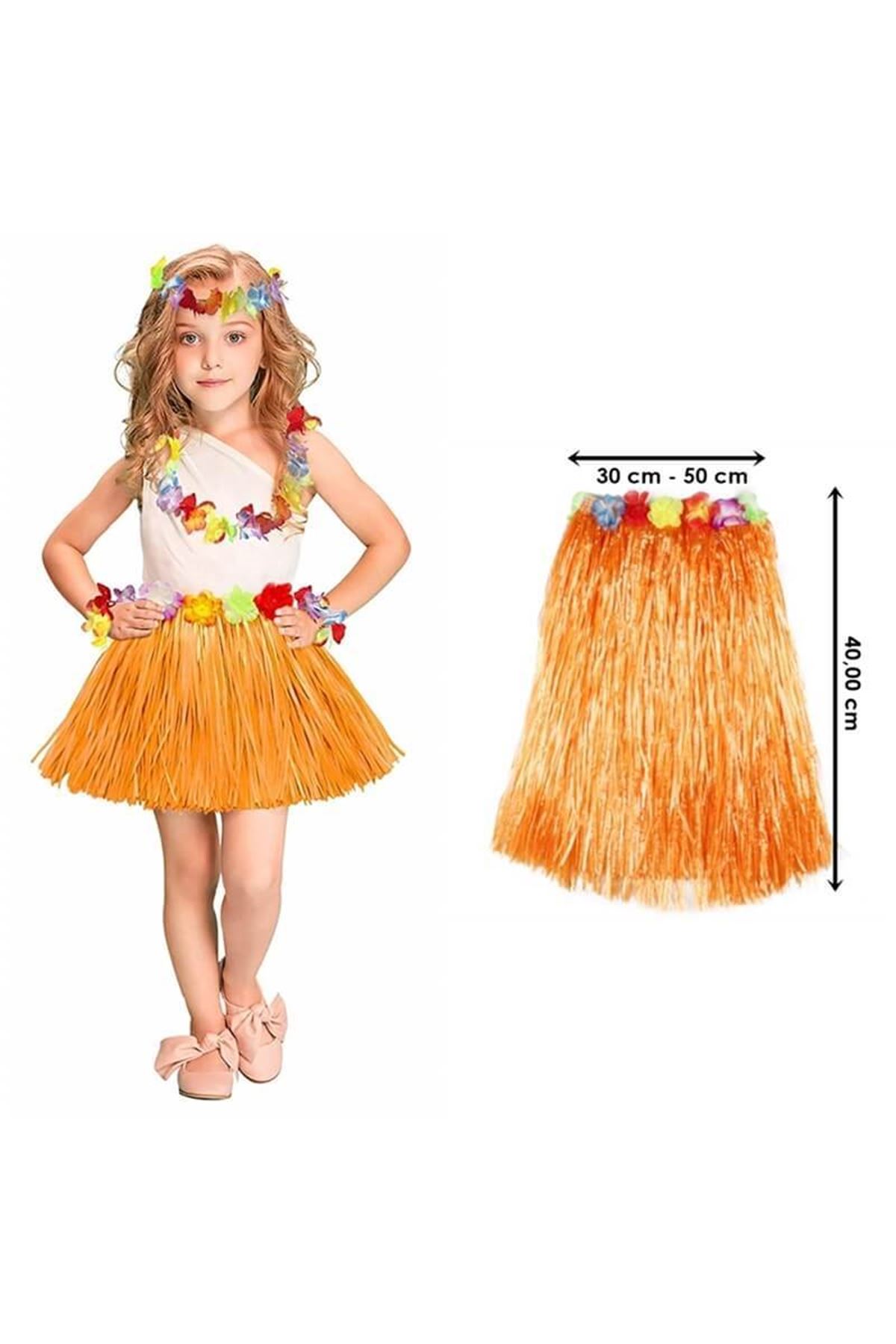 Hawaii Hula Eteği Turuncu Renk 40 cm