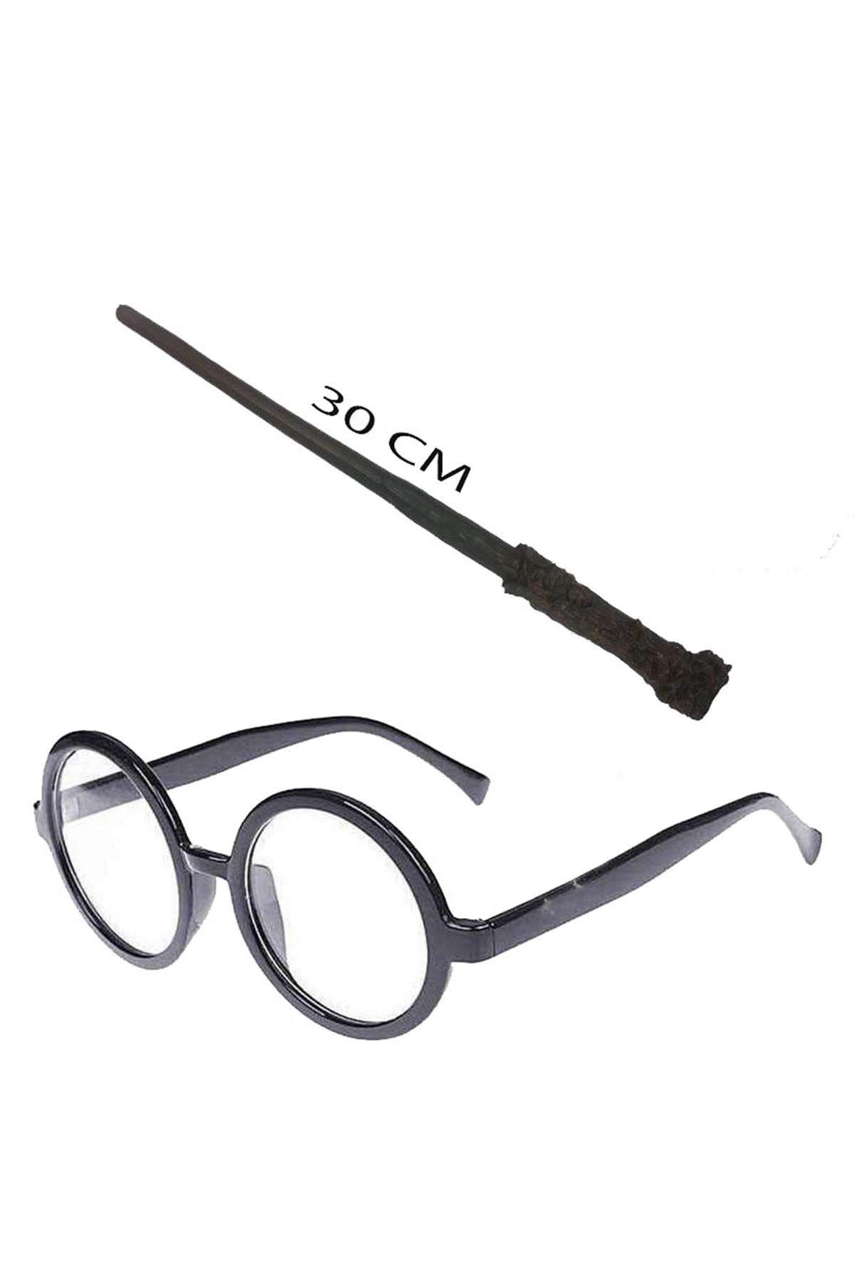 Harry Potter Asası ve Siyah Çerçeveli Gözlük Seti