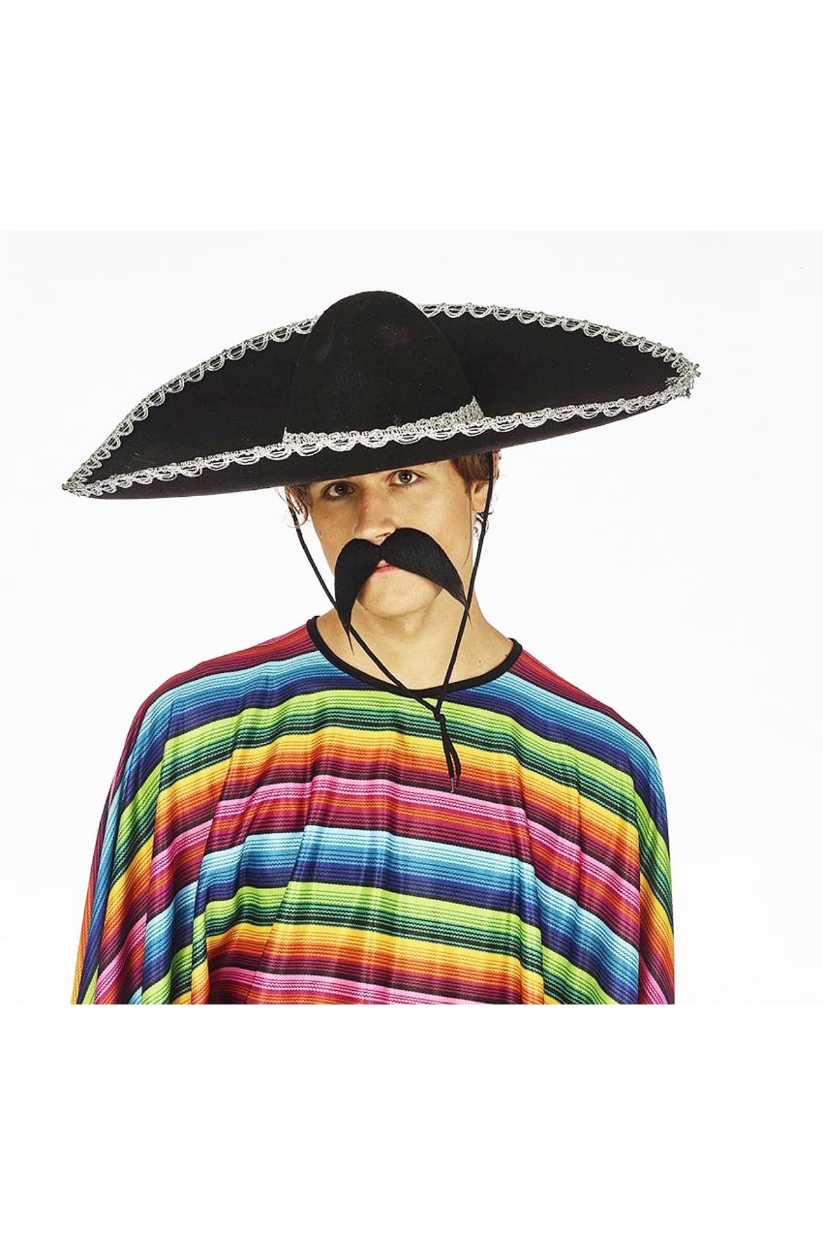 Sombrero Meksika Şapkası Gümüş Şeritli Yetişkin Boy
