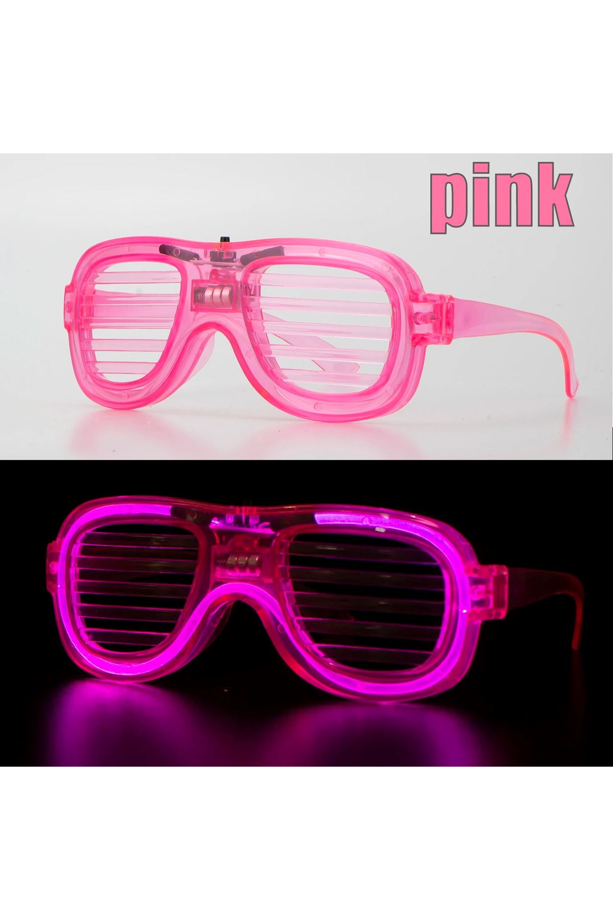 Pembe Led Işıklı Parti Gözlüğü - Neon 3 Modlu