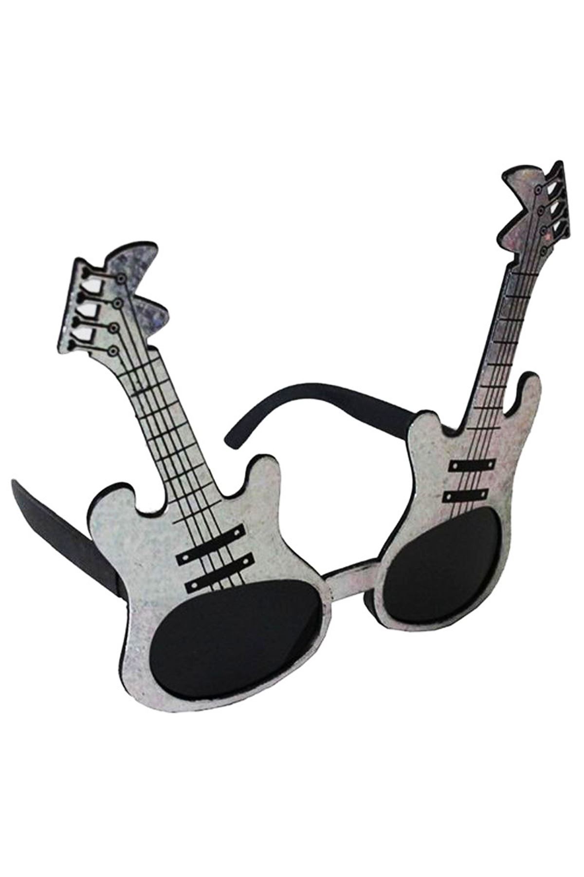 Gümüş Renk Gitar Şekilli Parti Gözlüğü