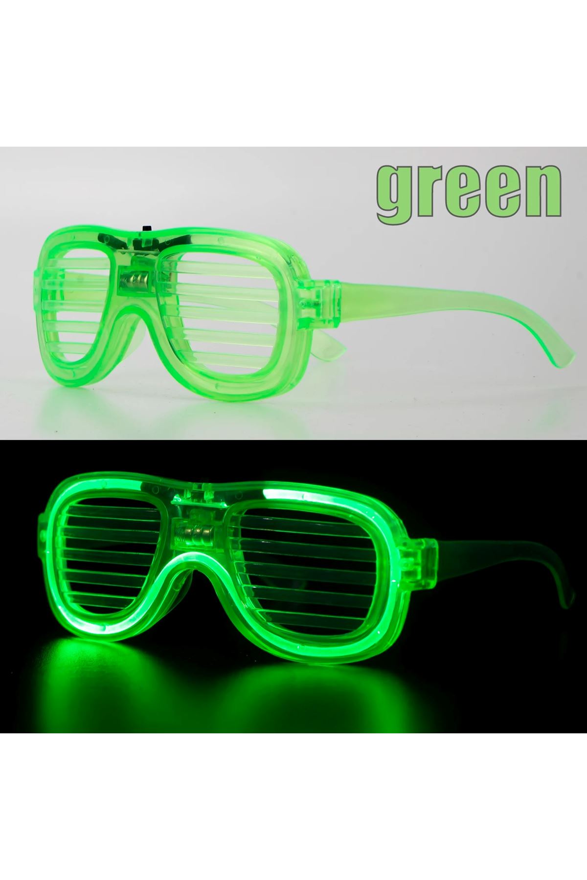 Yeşil LED Işıklı Parti Gözlüğü – Neon 3 Modlu