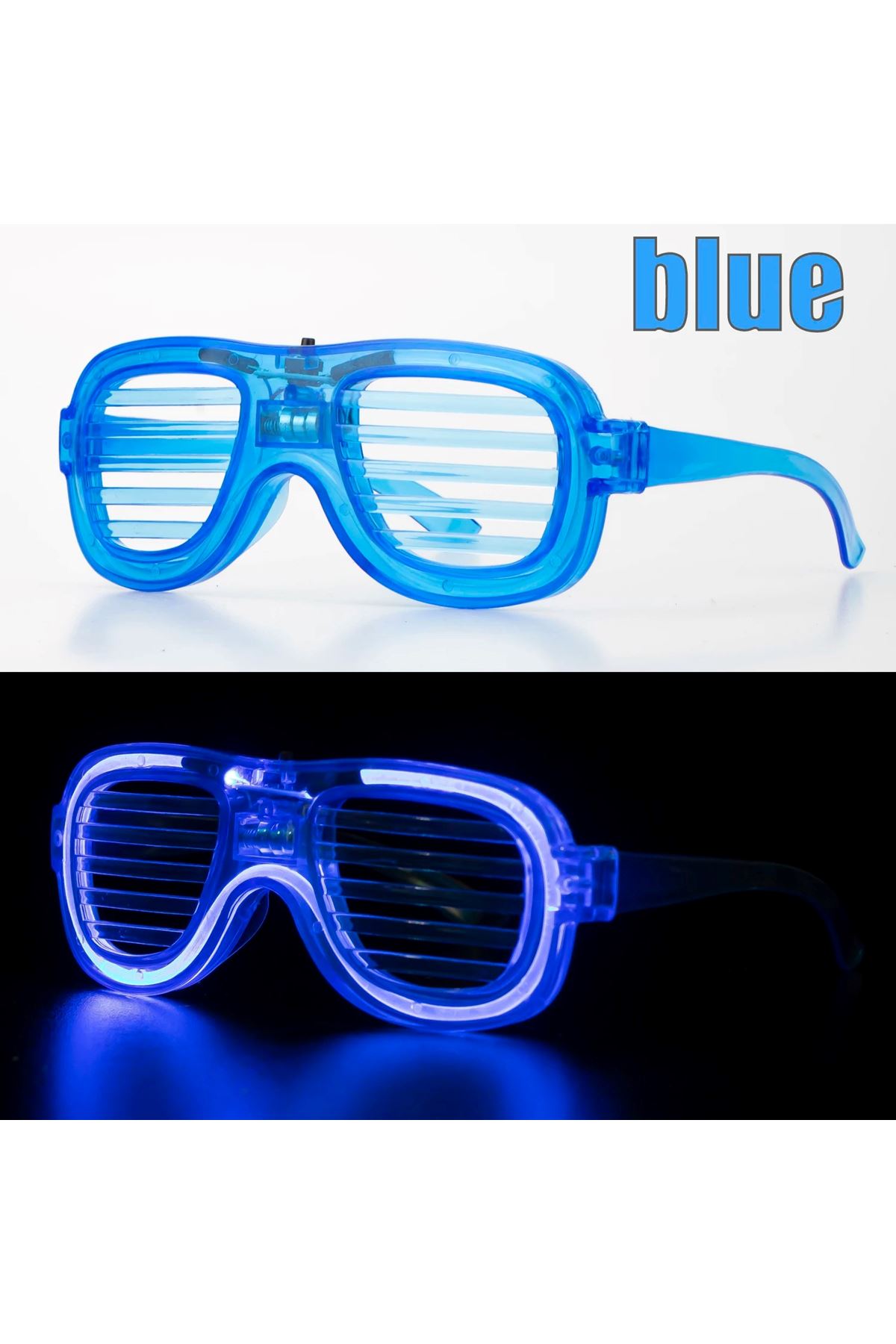 Mavi Led Işıklı Parti Gözlüğü - Neon 3 Modlu