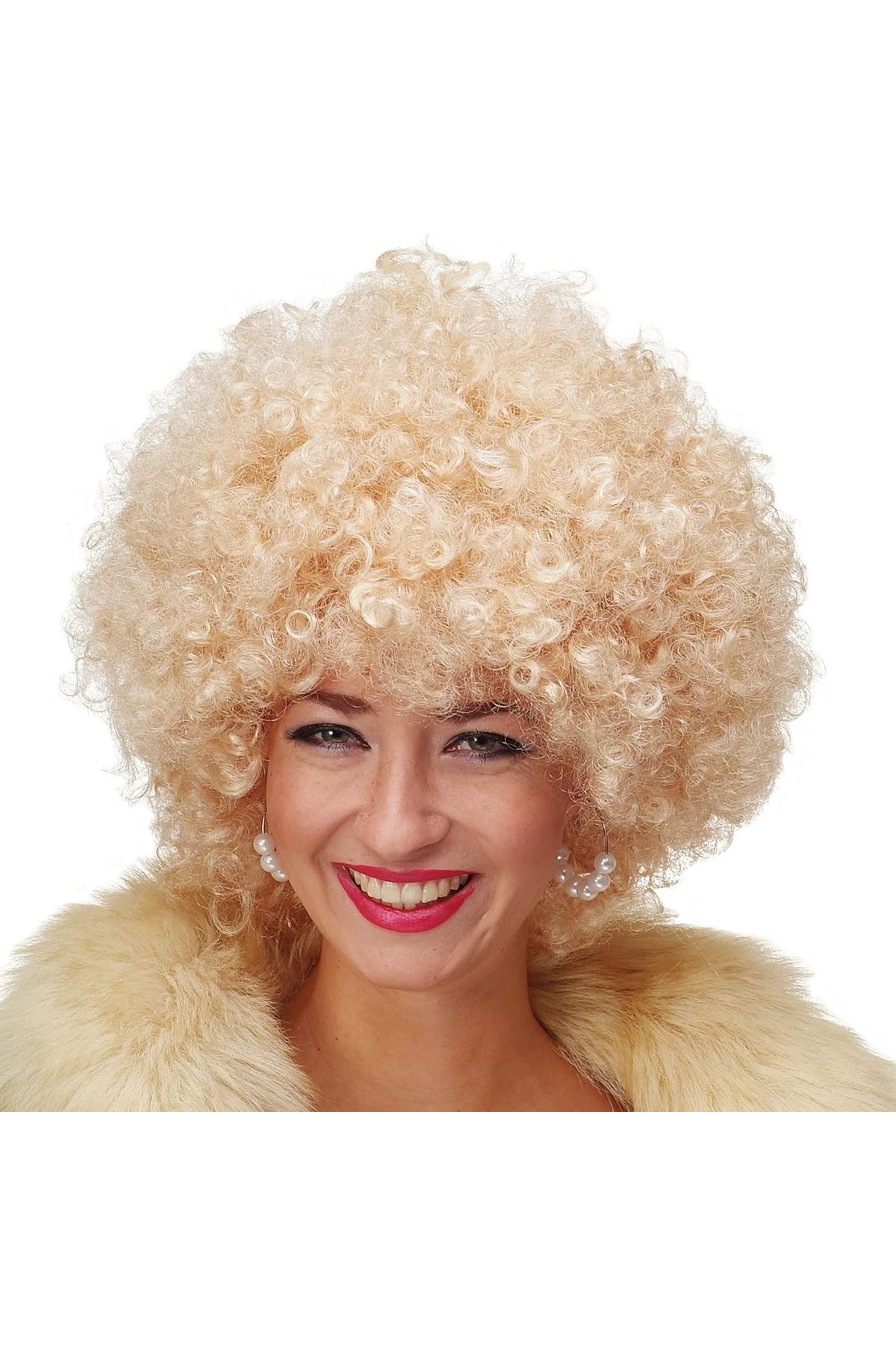 Altın Renk Kıvırcık Afro Parti Peruğu