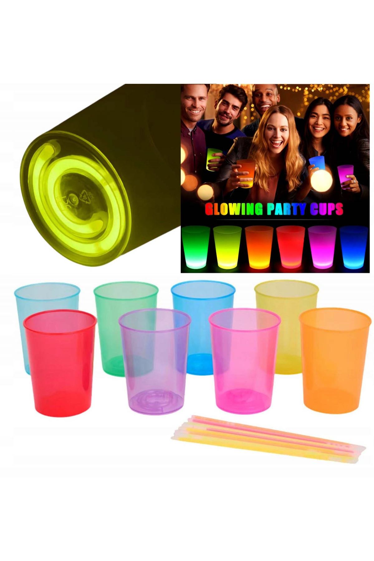 Karanlıkta Yanan Mega Glow Bardaklar 8 Adet