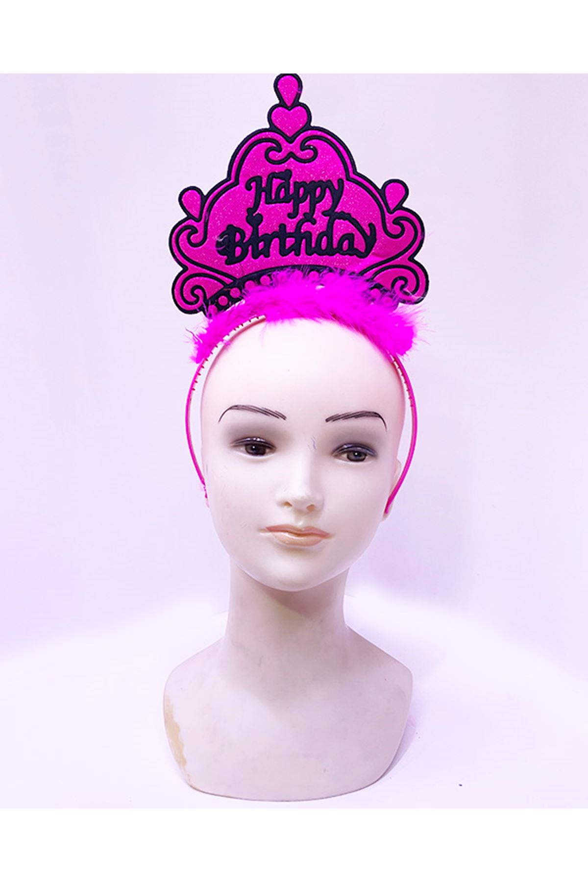 Happy Birthday Neon Fuşya Taç