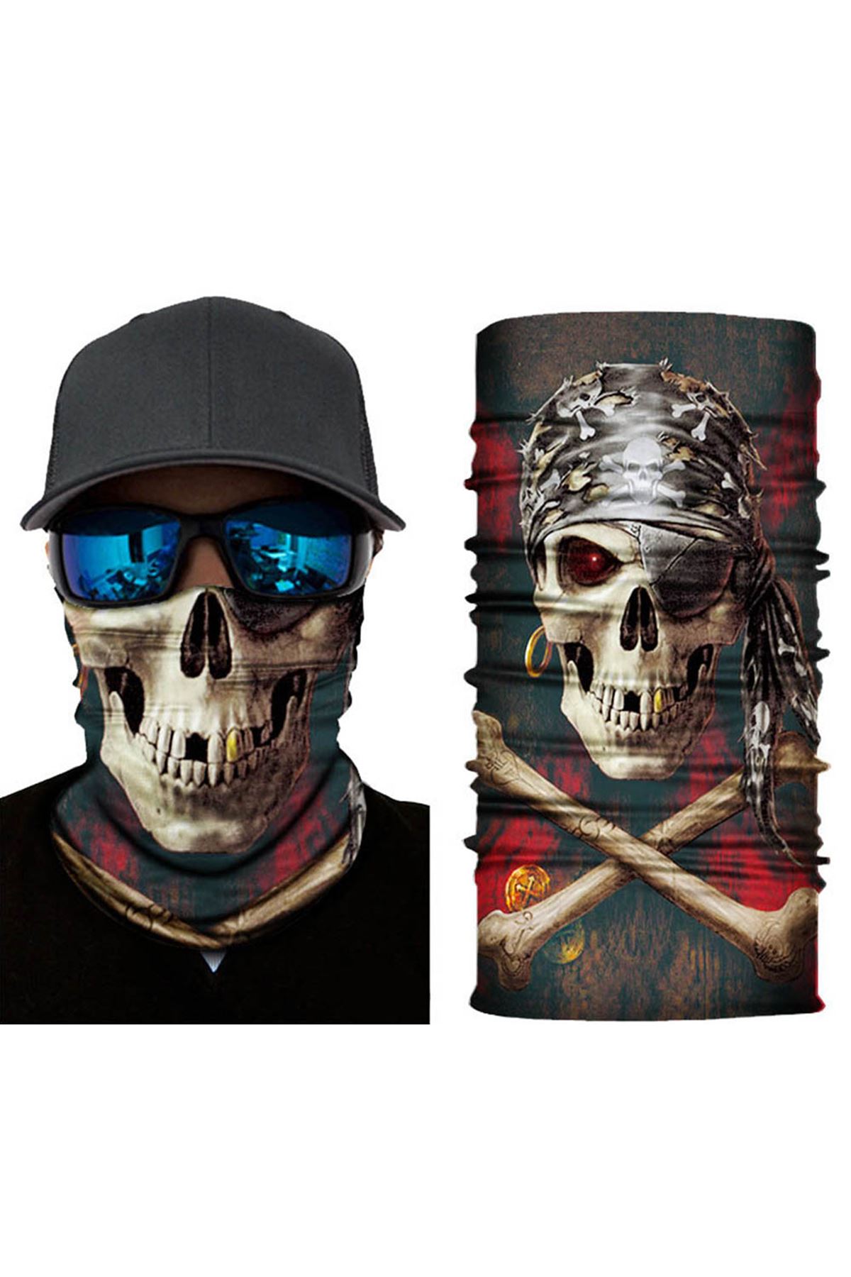 Siyah Korsan Kafatası Baskılı Buff Bandana 30x48 cm