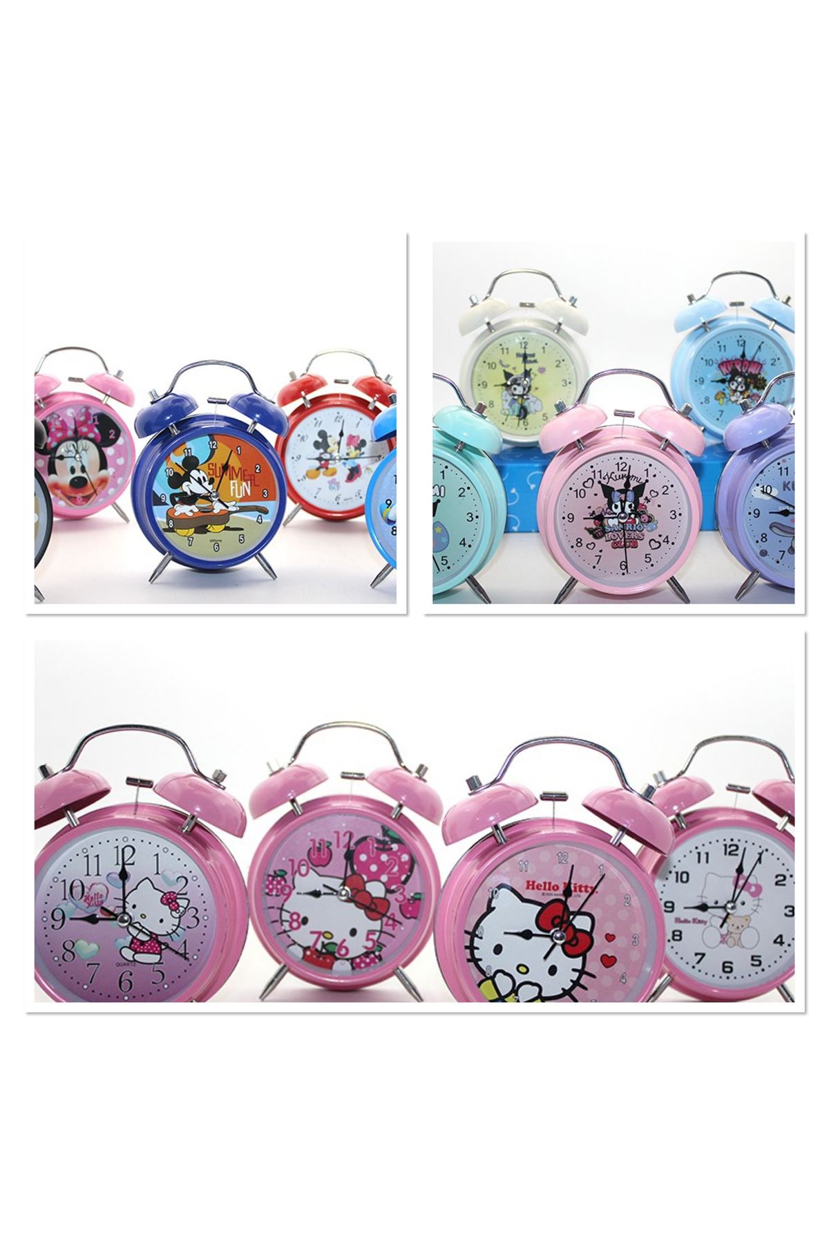 Kuromi, Hello Kitty, Mickey Mouse Masa Üstü Çalar Saat