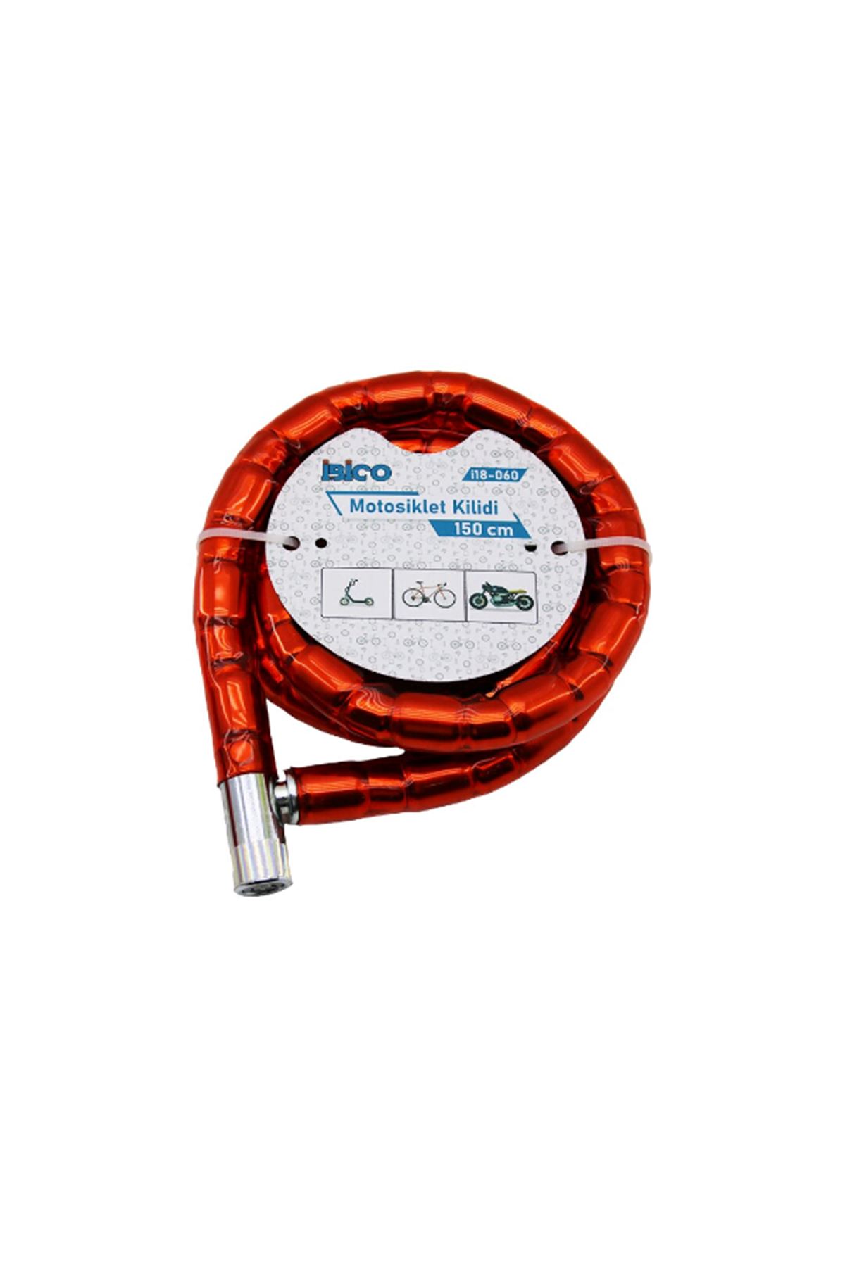 Kırmızı Motor Bisiklet Kilidi 22 mm x 150 cm
