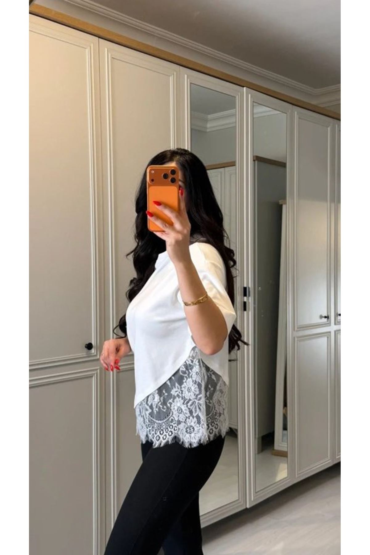 Kısa Kollu Bısıklet Yakalı Dantel Detaylı Vıskon ıkı ıplık Bluz