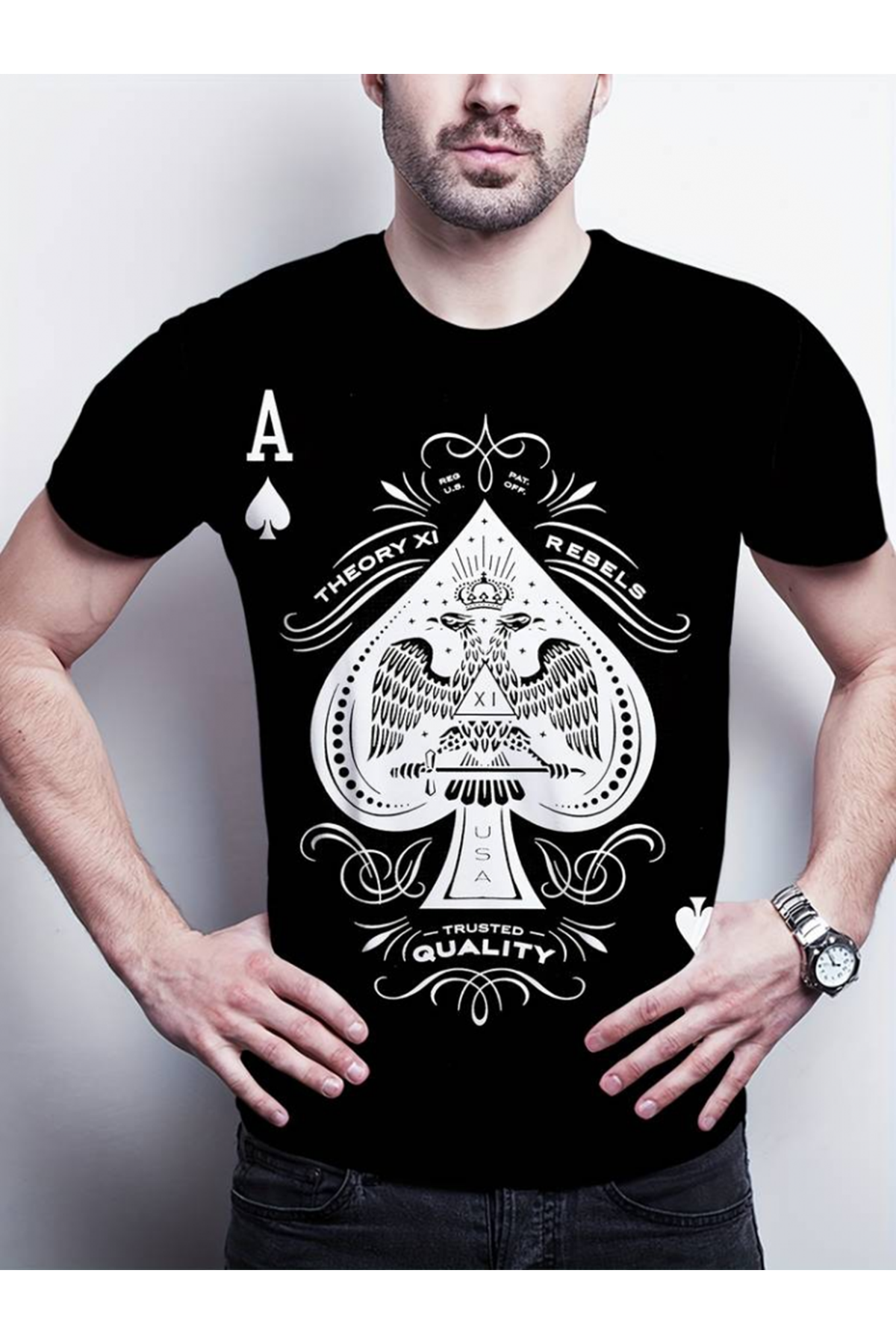 Erkekkısa Kollu Yuvarlak Yaka Desenli Viskon T-shirt