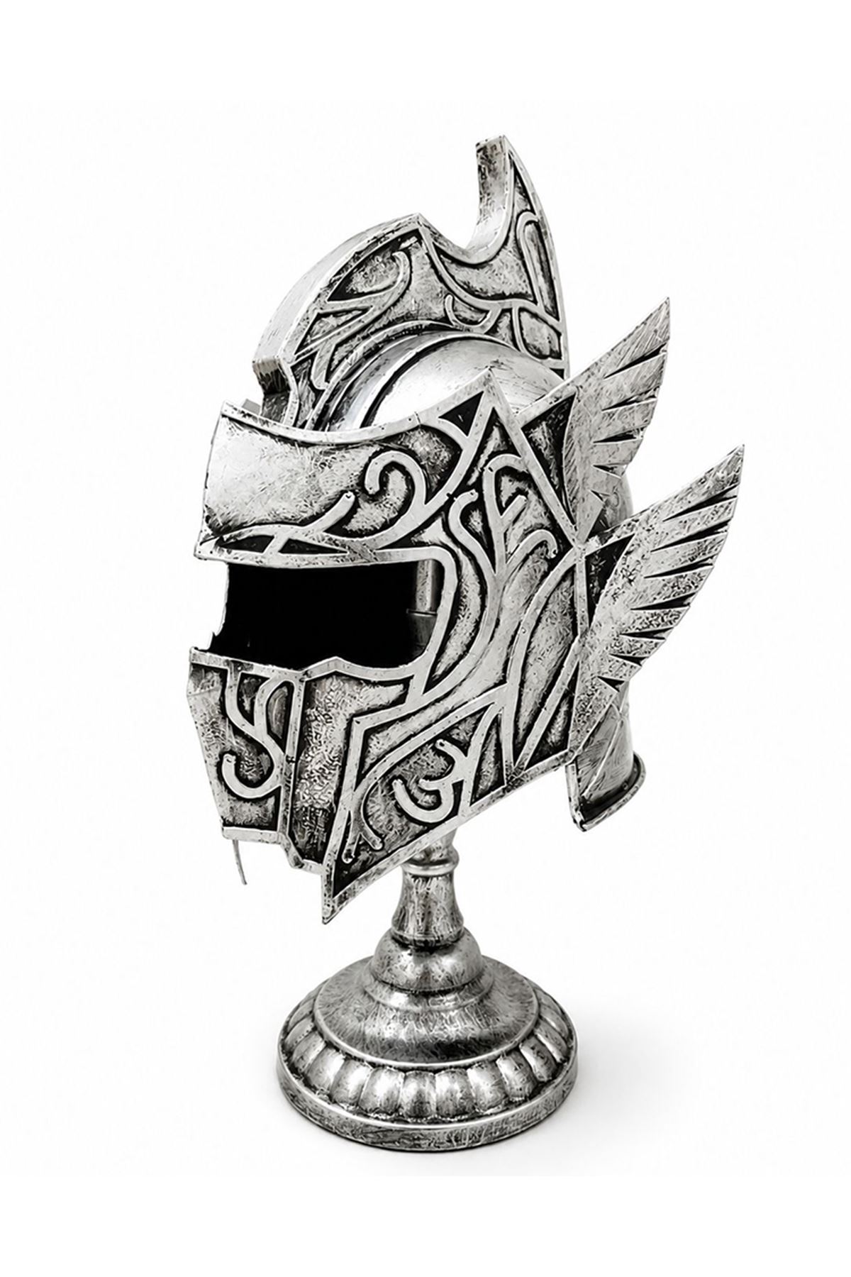 Fantastik Tasarımlı Miğfer Biblosu - Metal - 53x20 cm Dekoratif Obje