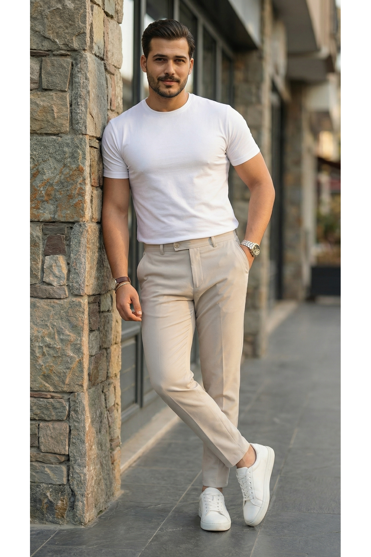 Erkek Slim Fit Dilli Kumaş Pantolon