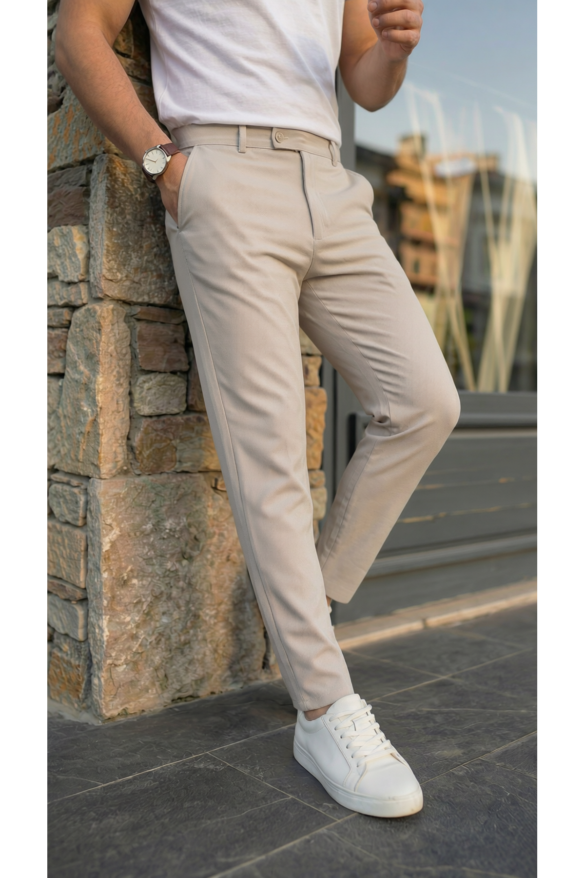 Erkek Slim Fit Dilli Kumaş Pantolon