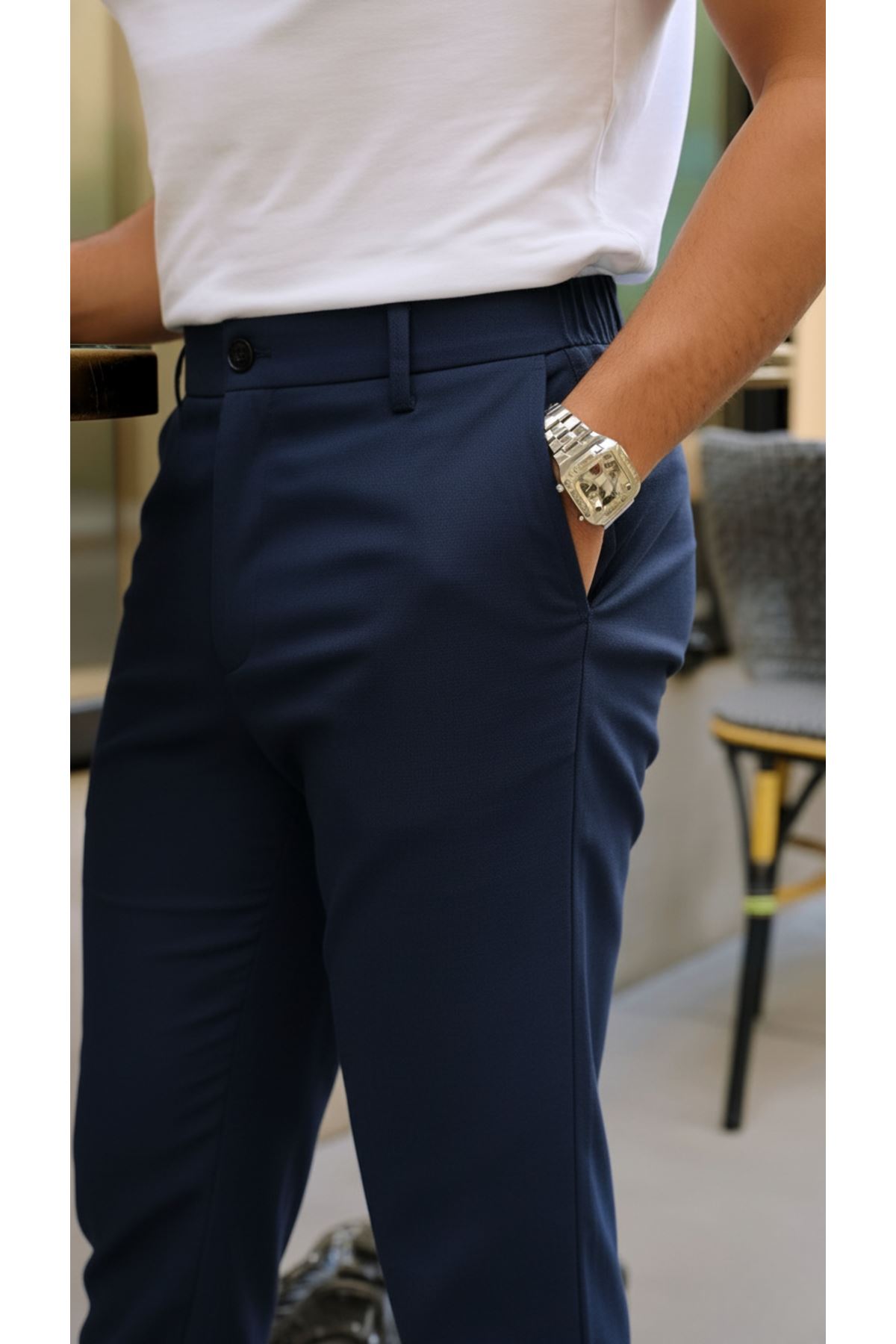 Erkek Cepli Slimfit Atlas Pantolon