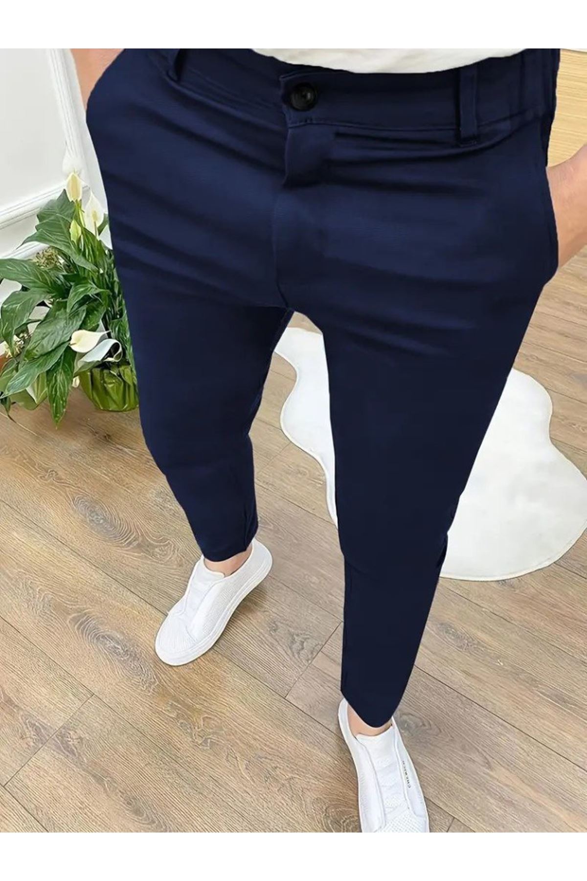 Erkek Cepli Slimfit Atlas Pantolon