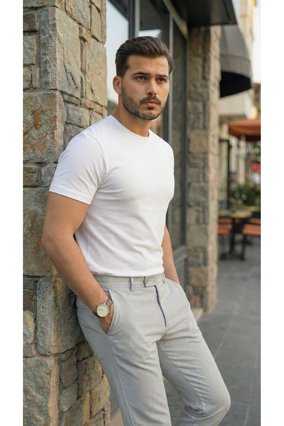 Erkek Slim Fit Dilli Kumaş Pantolon