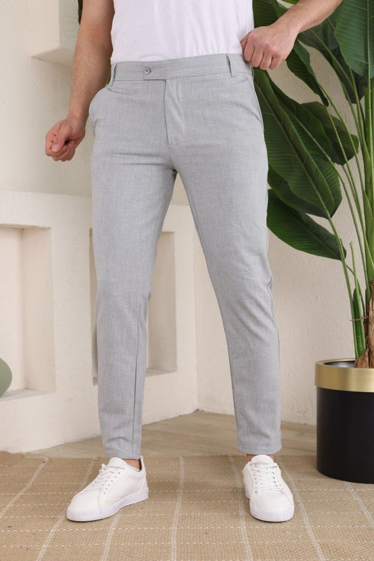 Erkek Slim Fit Dilli Kumaş Pantolon