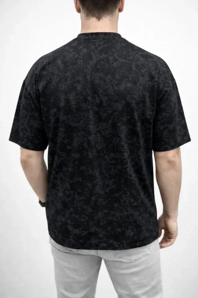 Erkek Premium Tişört OSY Yumuşak Dokulu Yıkamalı Oversize T-Shirt - Siyah