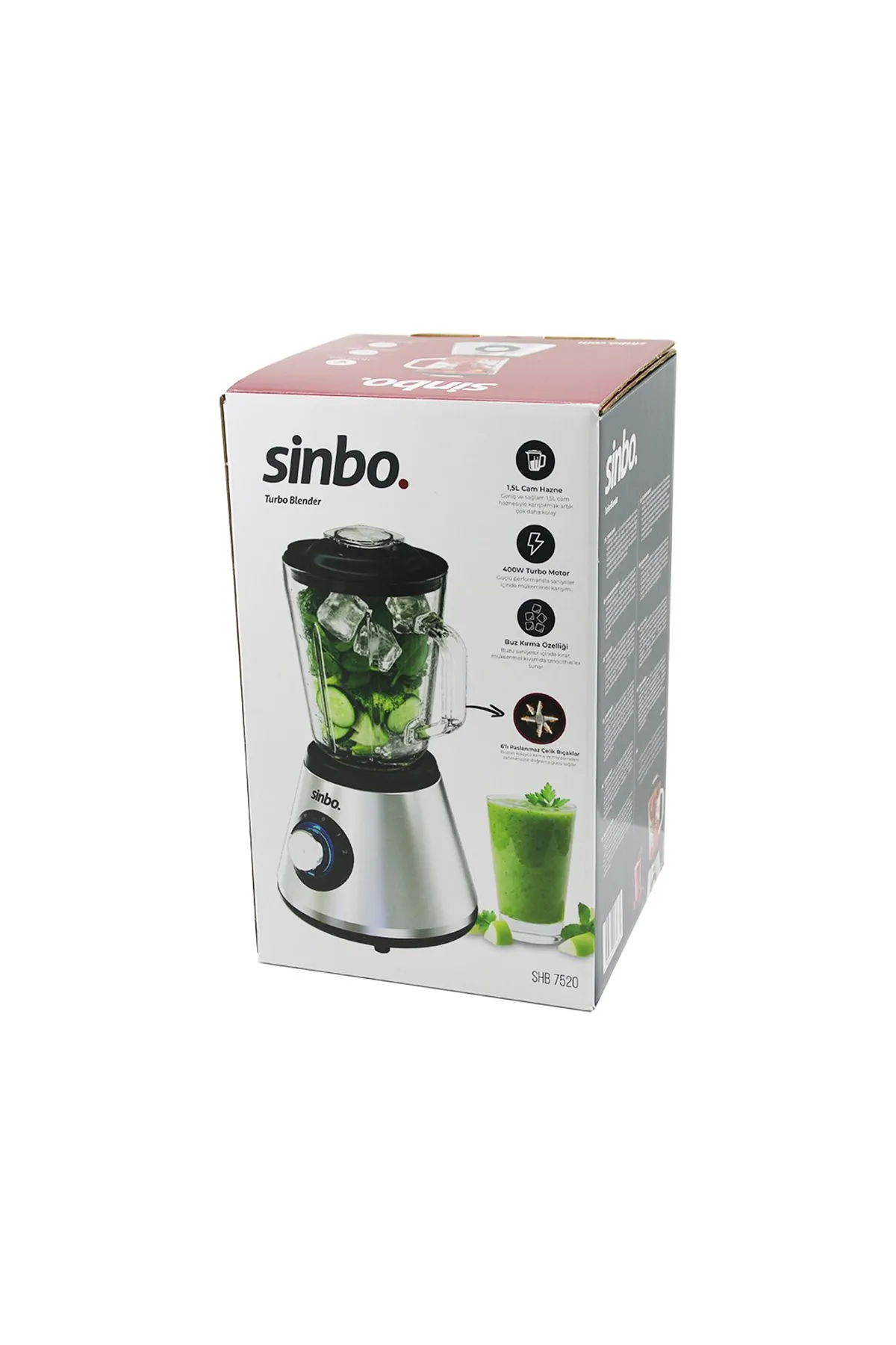 Sinbo Turbo Doğrayıcı Blender - Buz Kırıcı - 1.5 Litre Cam Hazne