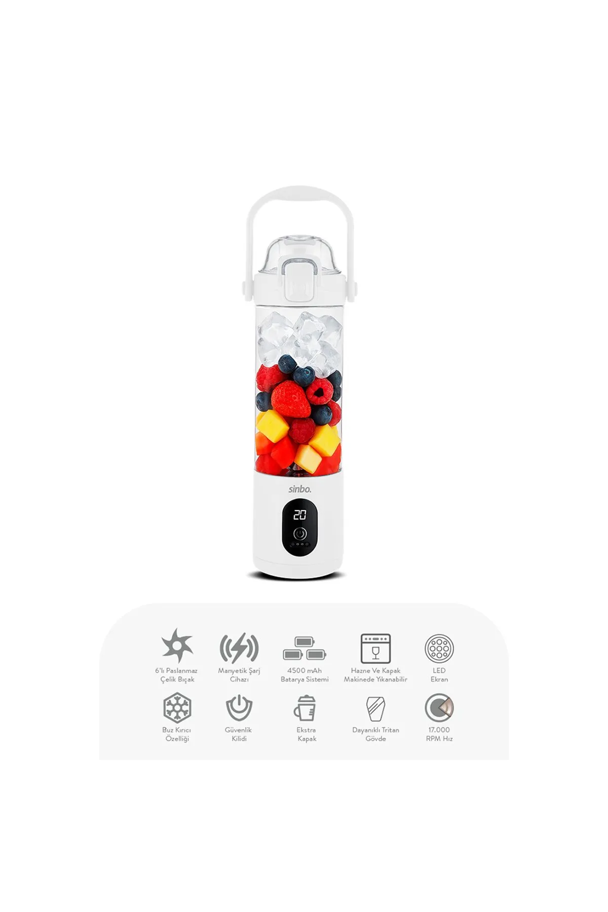 Sinbo Şarjlı Smoothie Blender - Taşınabilir - 700 ml Kapasite