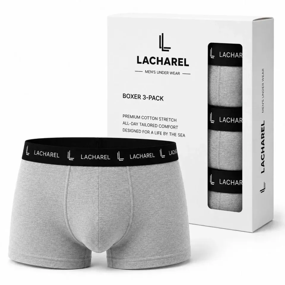 Erkek Likralı Pamuklu Nefes Alan Penye Boxer3Lü Paket - Siyah - Gri - Lacivert