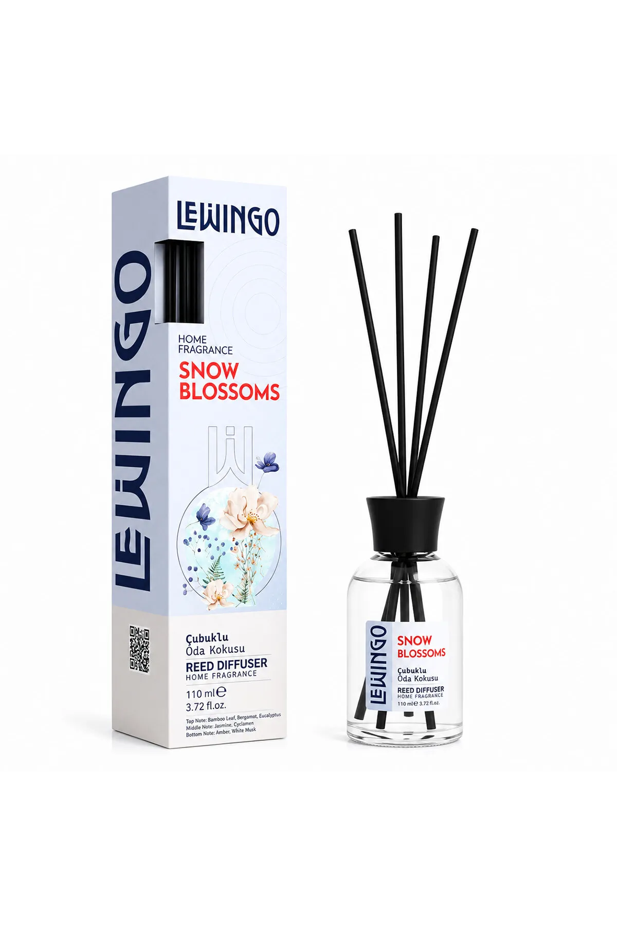 Snow Blossoms Bambu Çubuklu Oda Kokusu - 110 ml - Cam Şişe
