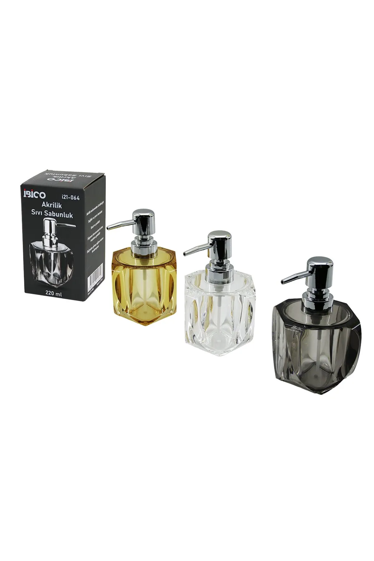 Kare Kalp Tasarımlı Sıvı Sabunluk - 220 ml - Akrilik