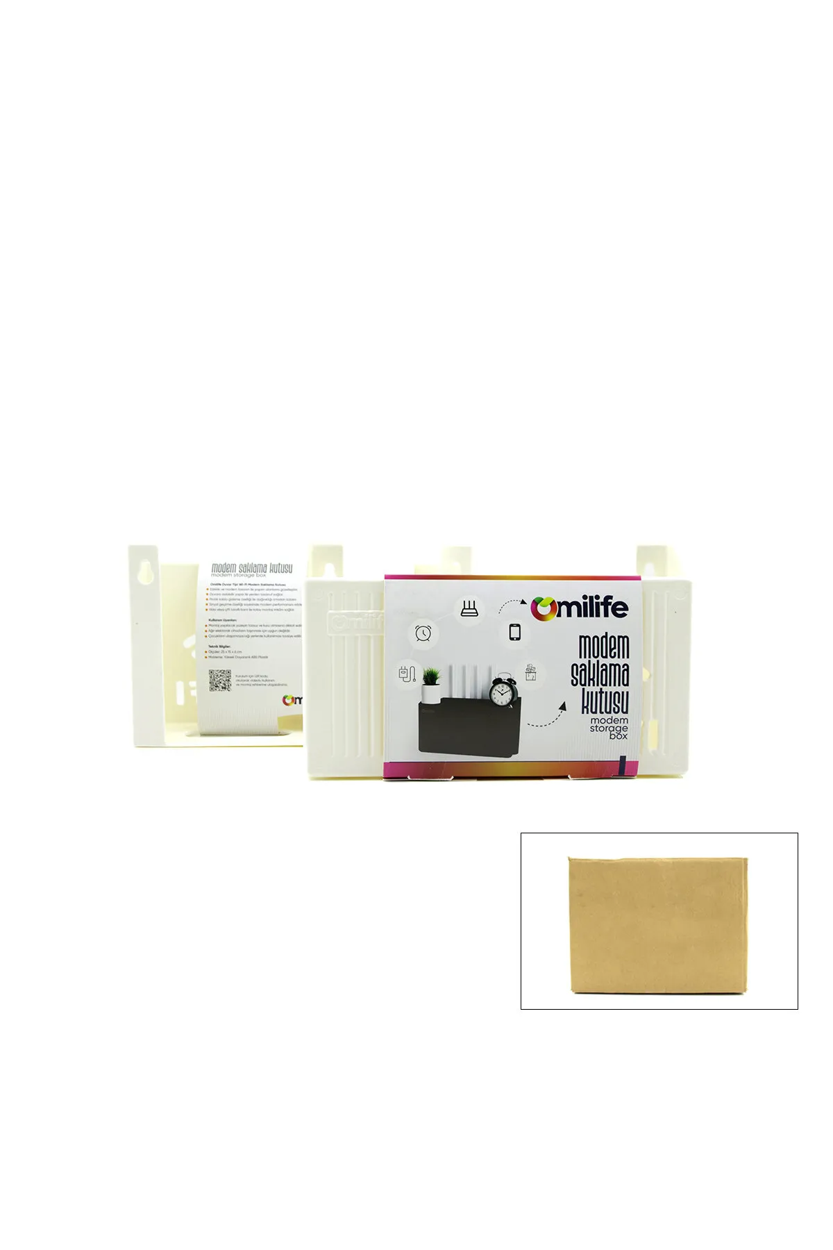 Modem Saklama Kutusu - Plastik - Tek Renk - 25x15x6 cm