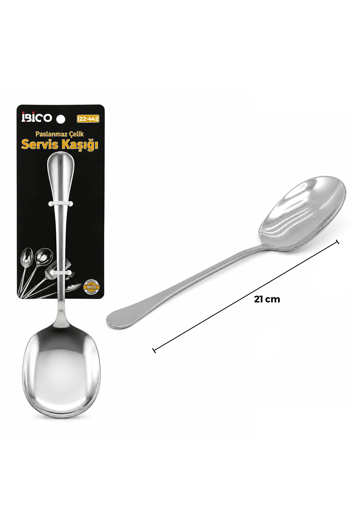 Metal Servis Kaşığı - 21 cm - Krom Renk