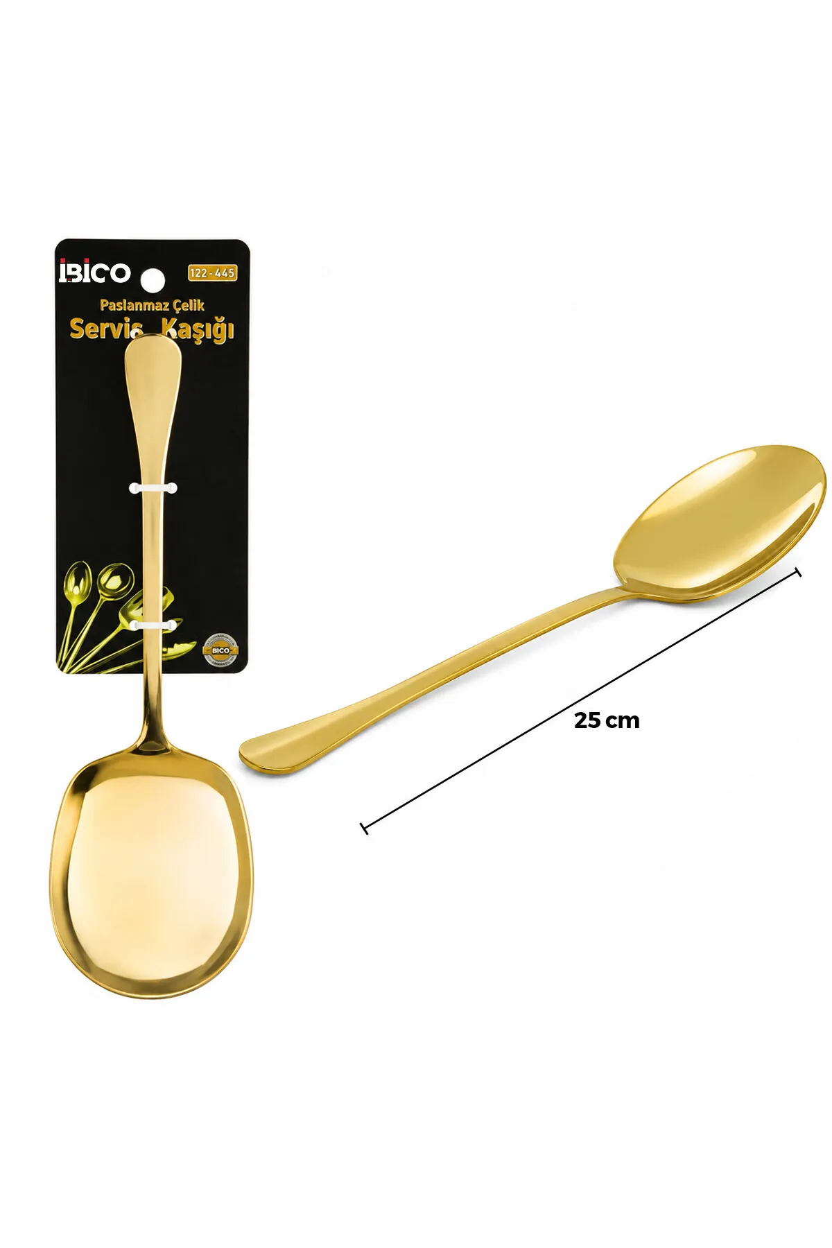 Metal Servis Kaşığı - 25 cm - Gold Renk